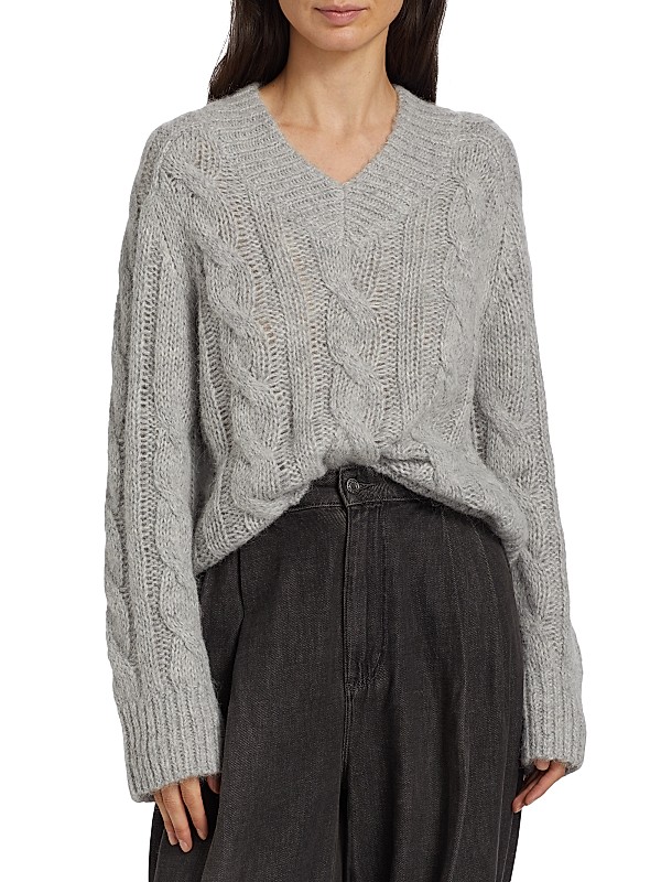 Shop MICHAEL Michael Kors Alpaca-Blend Cable-Knit V-Neck Shop MICHAEL Michael Kors Alpaca-Blend Cable-Knit V-Neck