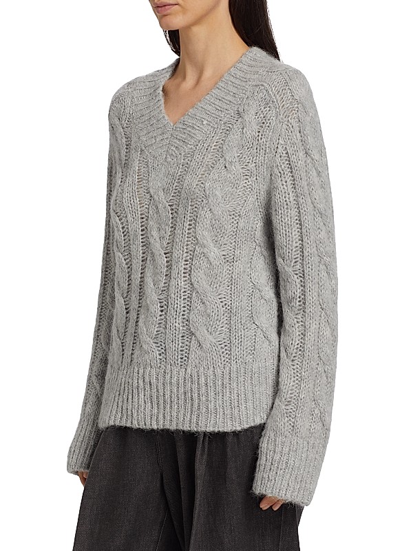 Shop MICHAEL Michael Kors Alpaca-Blend Cable-Knit V-Neck Shop MICHAEL Michael Kors Alpaca-Blend Cable-Knit V-Neck