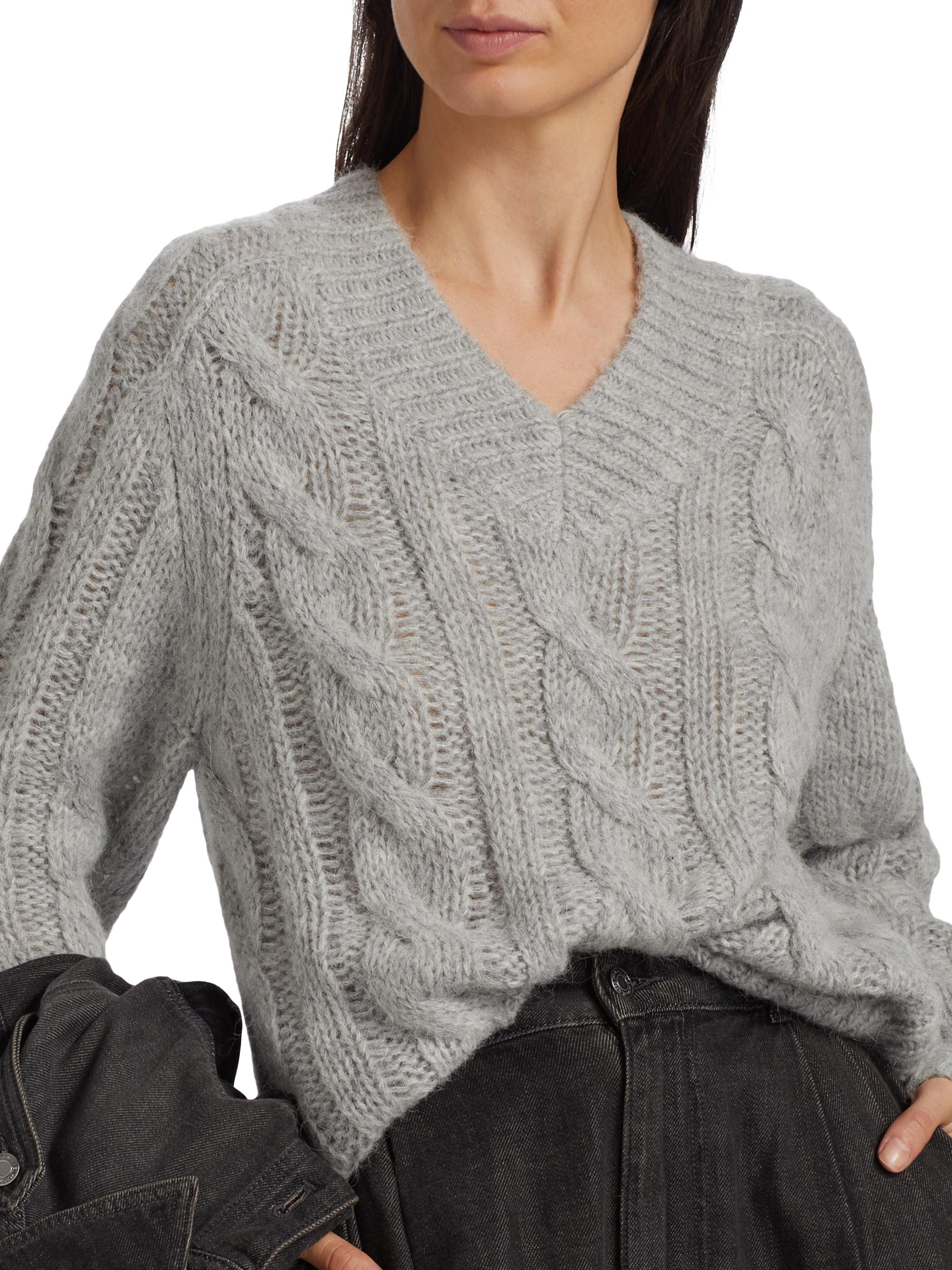 MICHAEL Michael Kors Alpaca-Blend Cable-Knit V-Neck Sweater | Saks