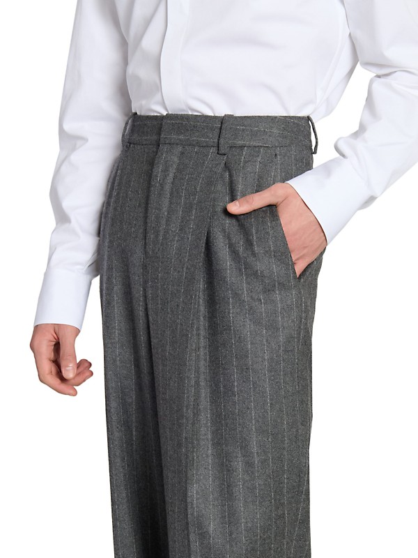 Shop Saint Laurent 90's Pants in Striped Wool and Cashmere Shop Saint Laurent 90's Pants in Striped Wool and Cashmere