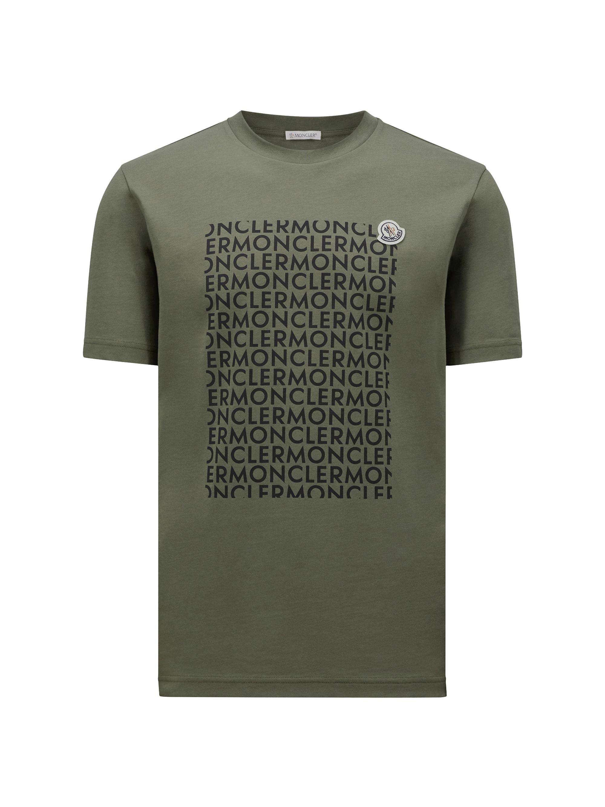 Moncler Men's Logo Lettering Short Sleeve T-Shirt - Olive Green