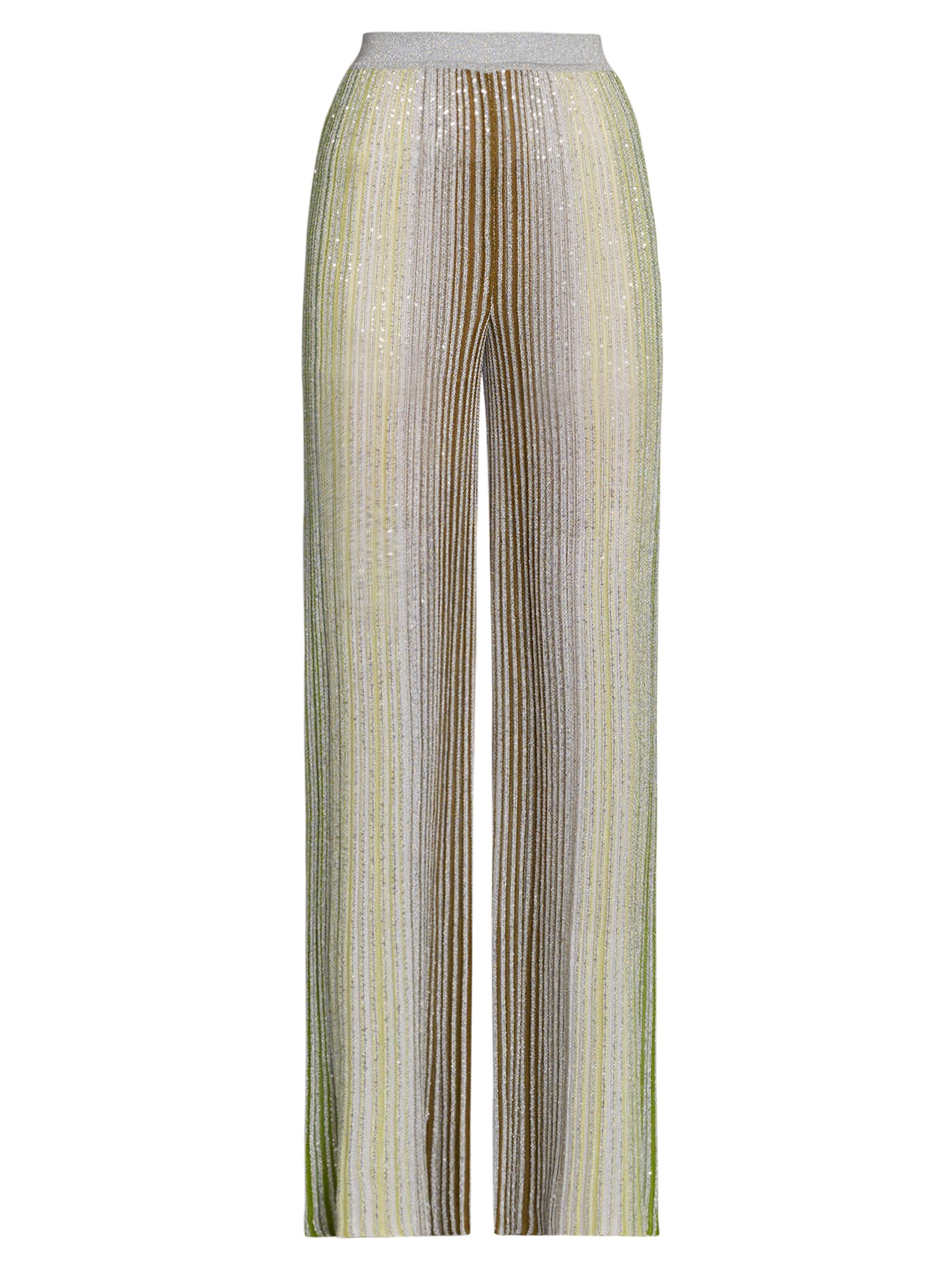 Missoni Women's Sequined Pleated Trousers - Green White Blue