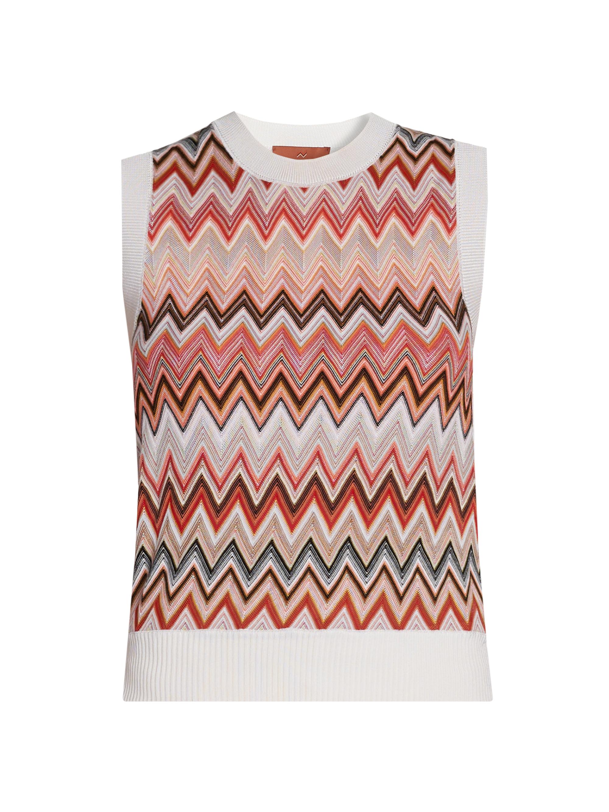 Missoni Women's Chevron Knit Vest - Light Tones With White Base