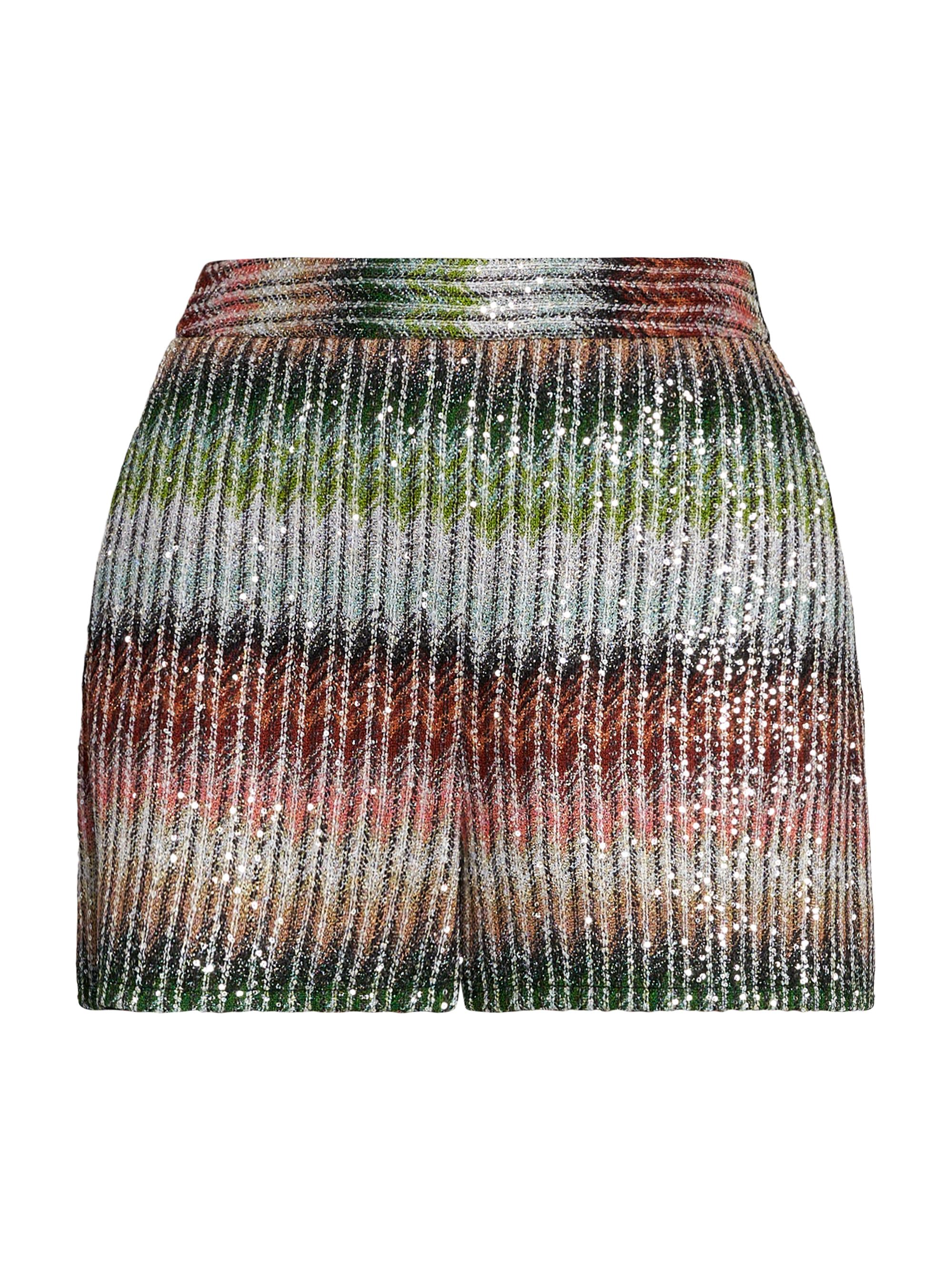 Missoni Women's Sequined Chevron Knit Shorts - Multicolor Green Red