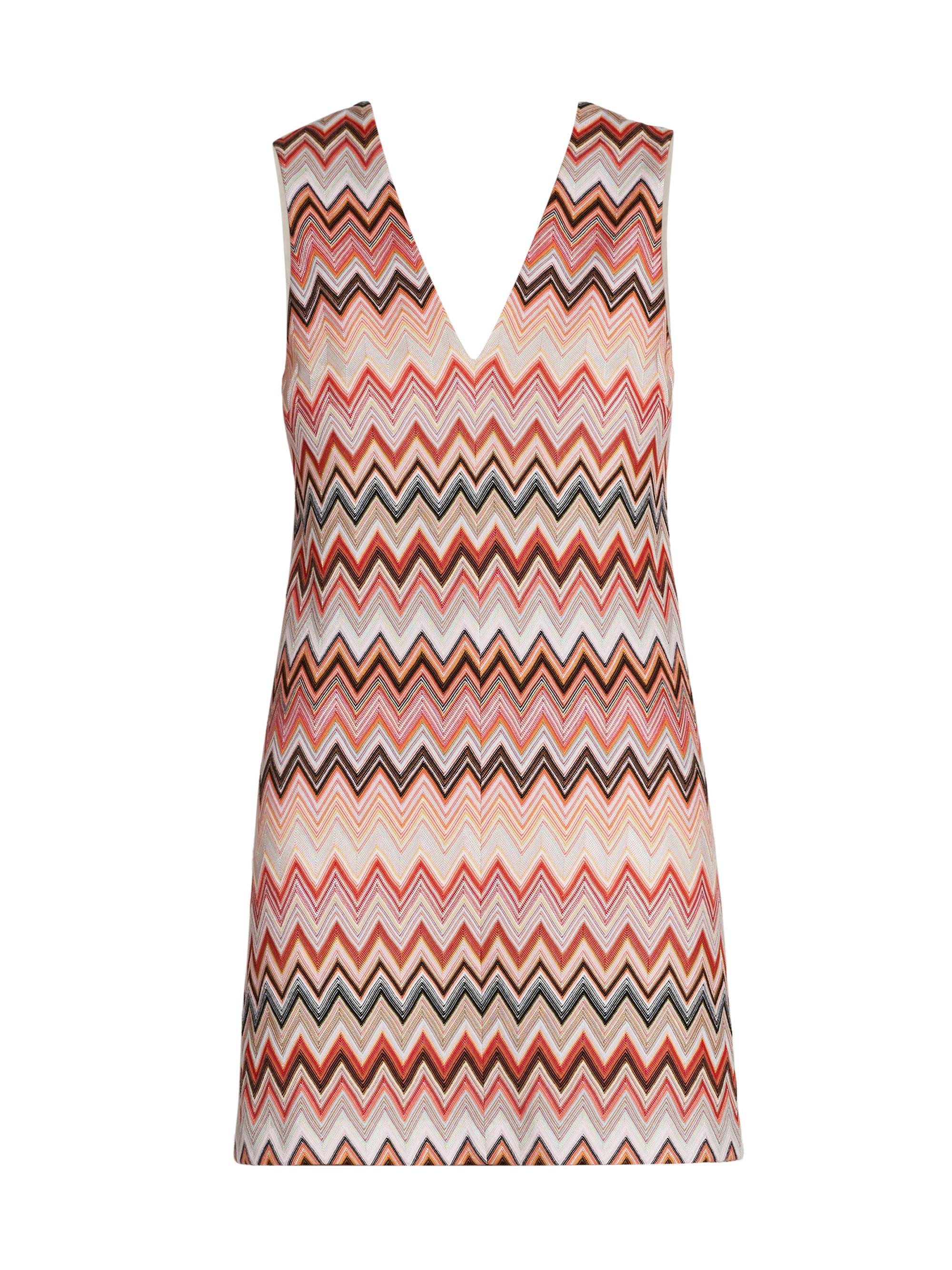Missoni Women's Zigzag Cotton-Blend V-Neck Minidress - Multicolor Yellow Pink