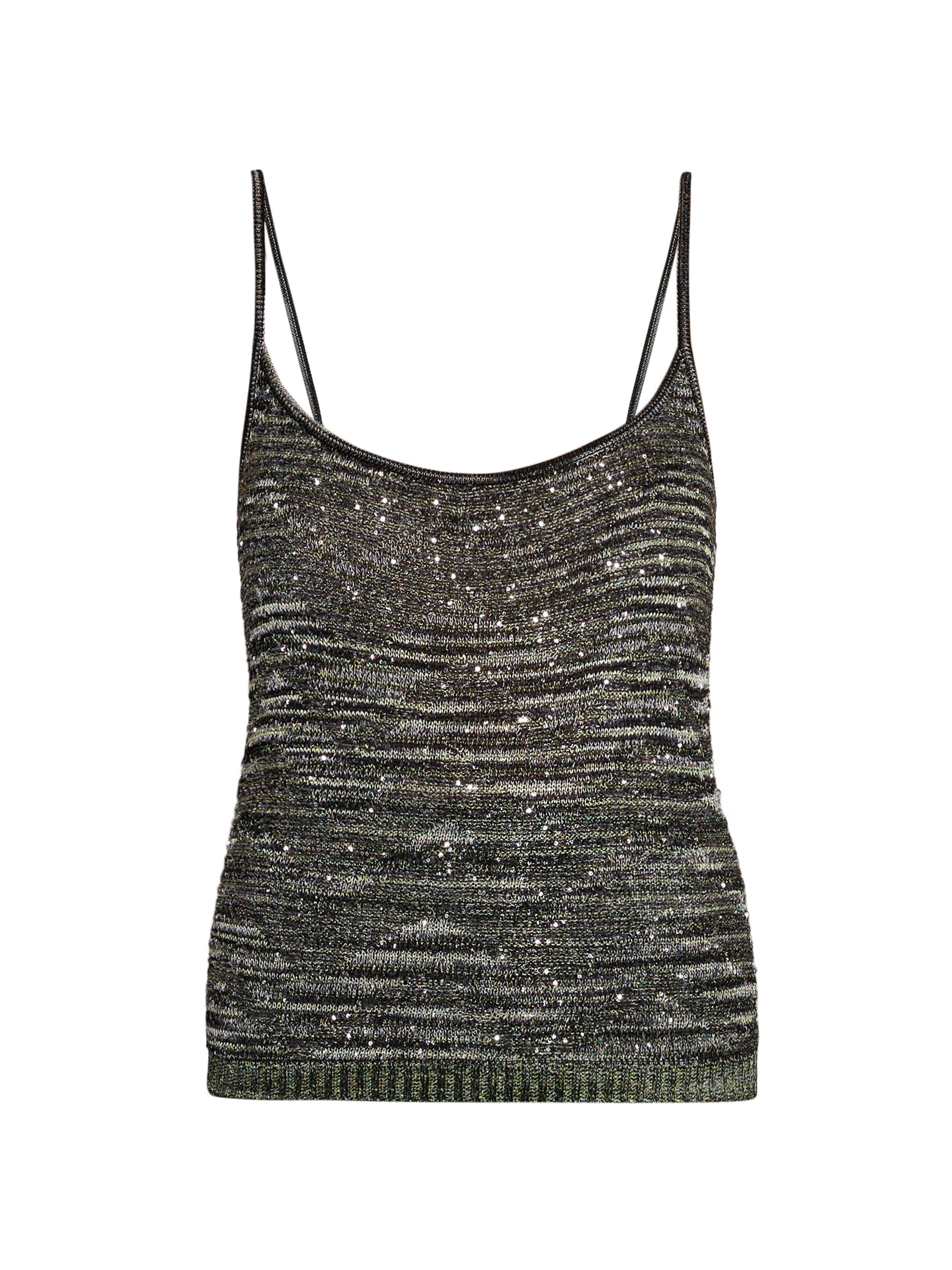 Missoni Women's Metallic Knit Scoopneck Tank - Space Dyed Black Green