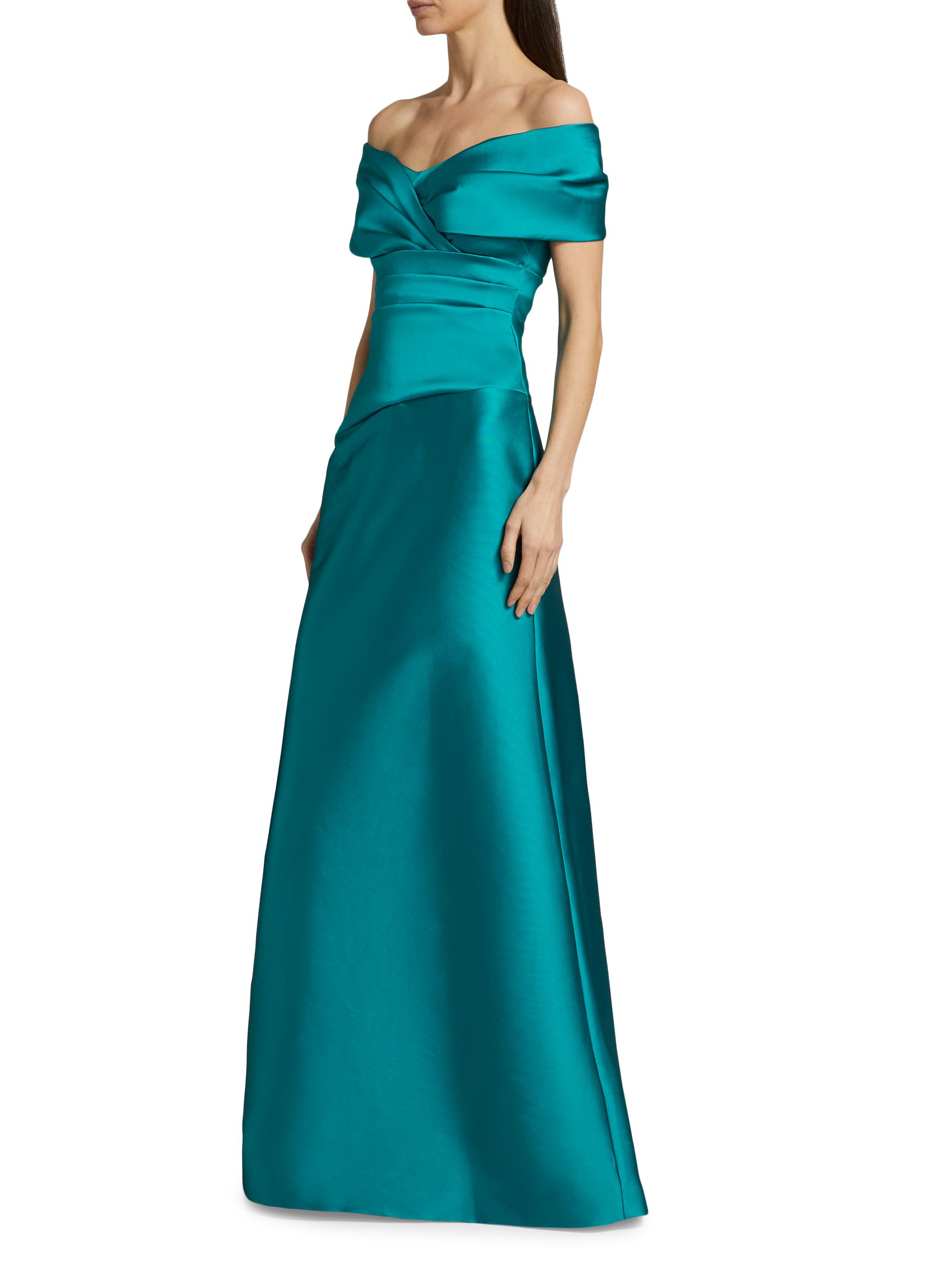 Teri Jon by Rickie Freeman Ruched Off-The-Shoulder A-Line Gown | Saks Fifth  Avenue