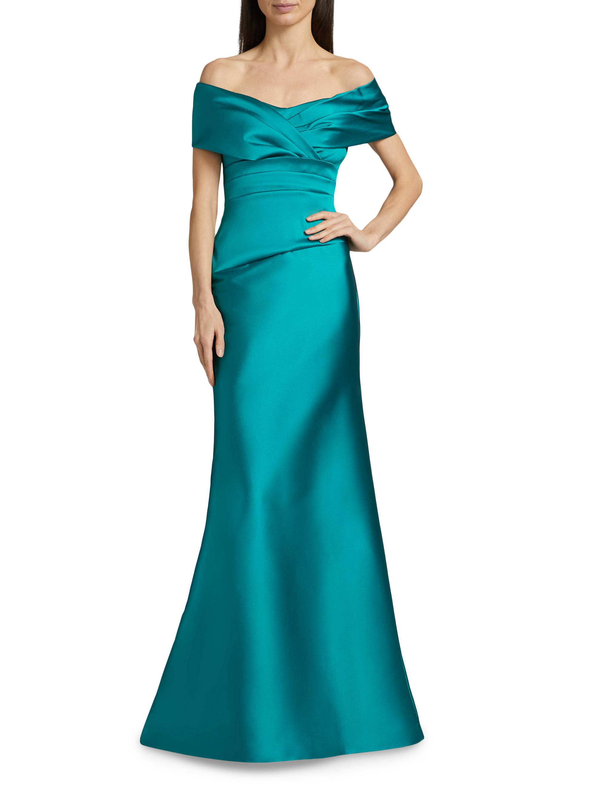 Teri Jon by Rickie Freeman Ruched Off-The-Shoulder A-Line Gown | Saks Fifth  Avenue