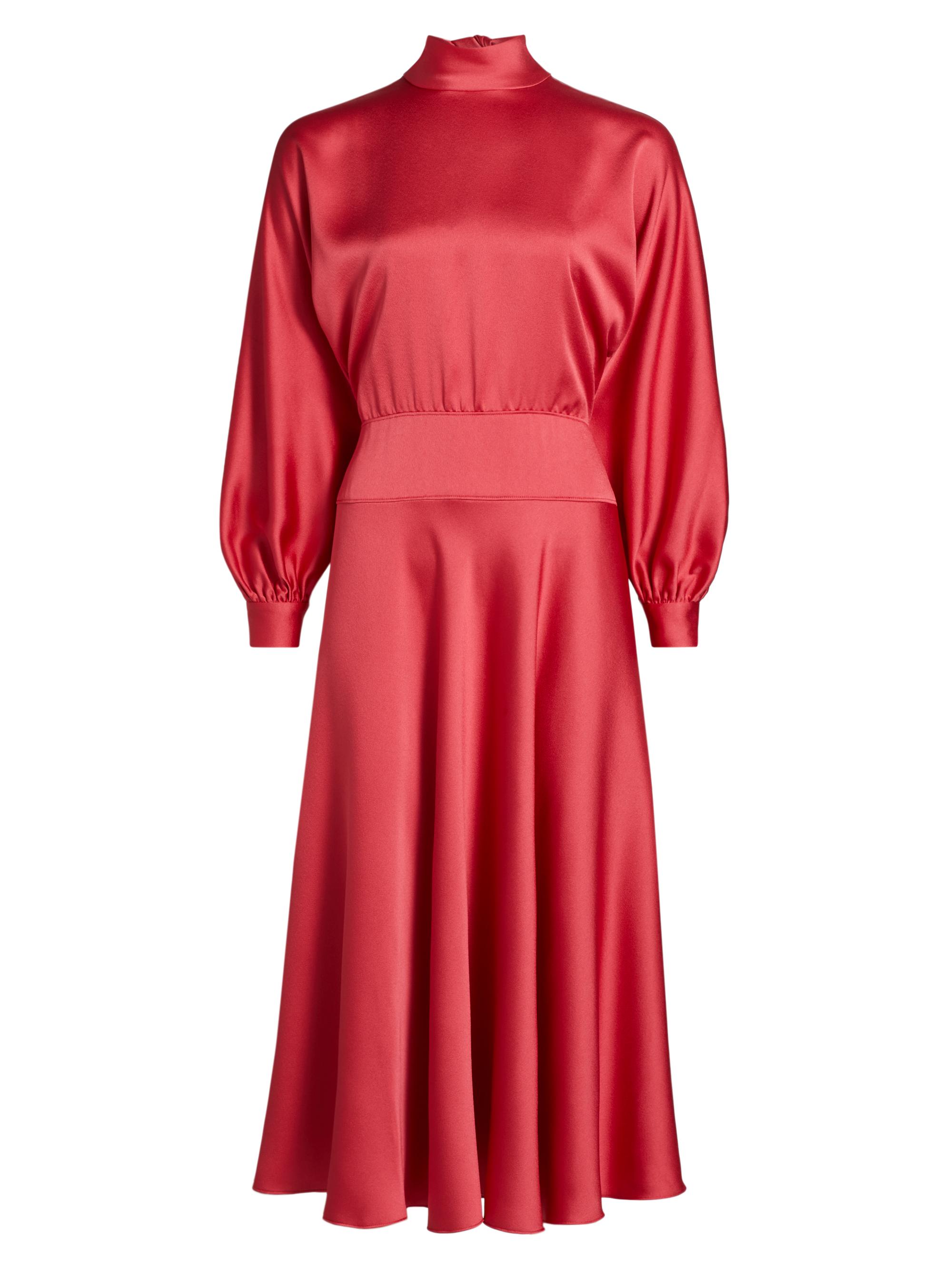 Teri Jon by Rickie Freeman Women's Charmeuse Tieneck Cocktail Dress - Tomato