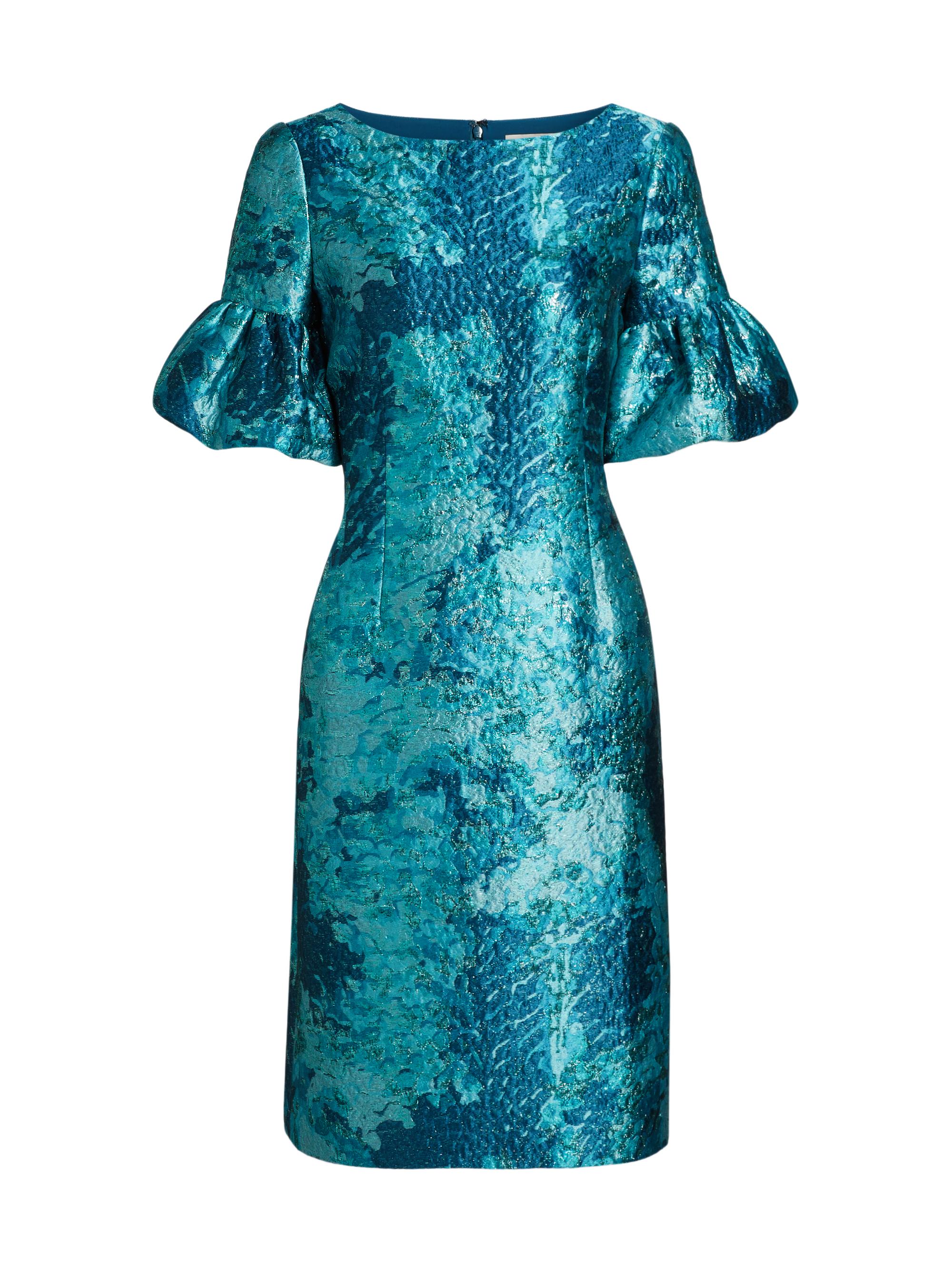 Teri Jon by Rickie Freeman Women's Floral Jacquard Cocktail Dress - Turquoise Multi