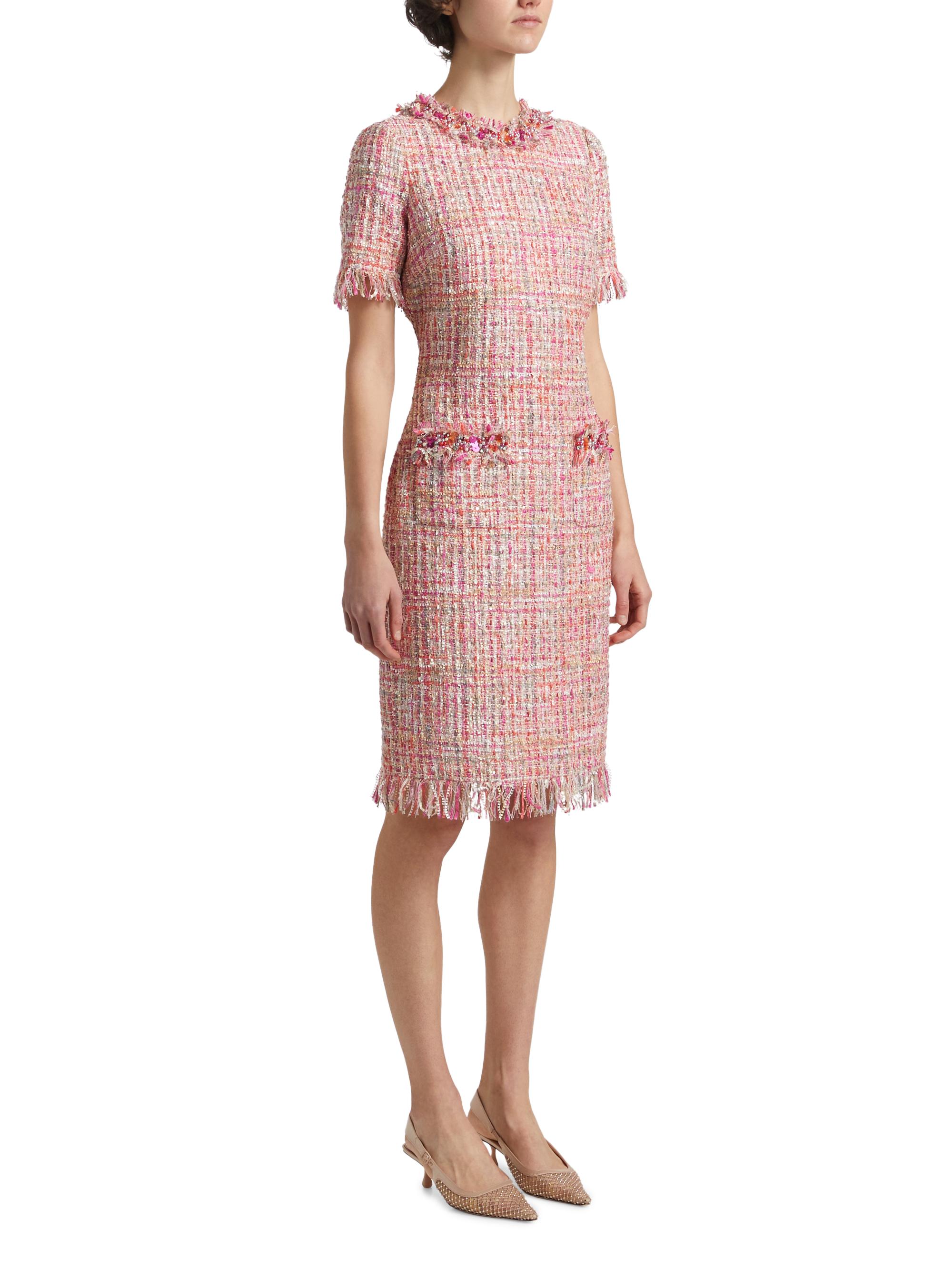 Robe Costume 2 Pièces Teri Jon Rickie Freeman - Taille 8, Tweed Métallisé Et Dentelle, Occasion Très Bon état