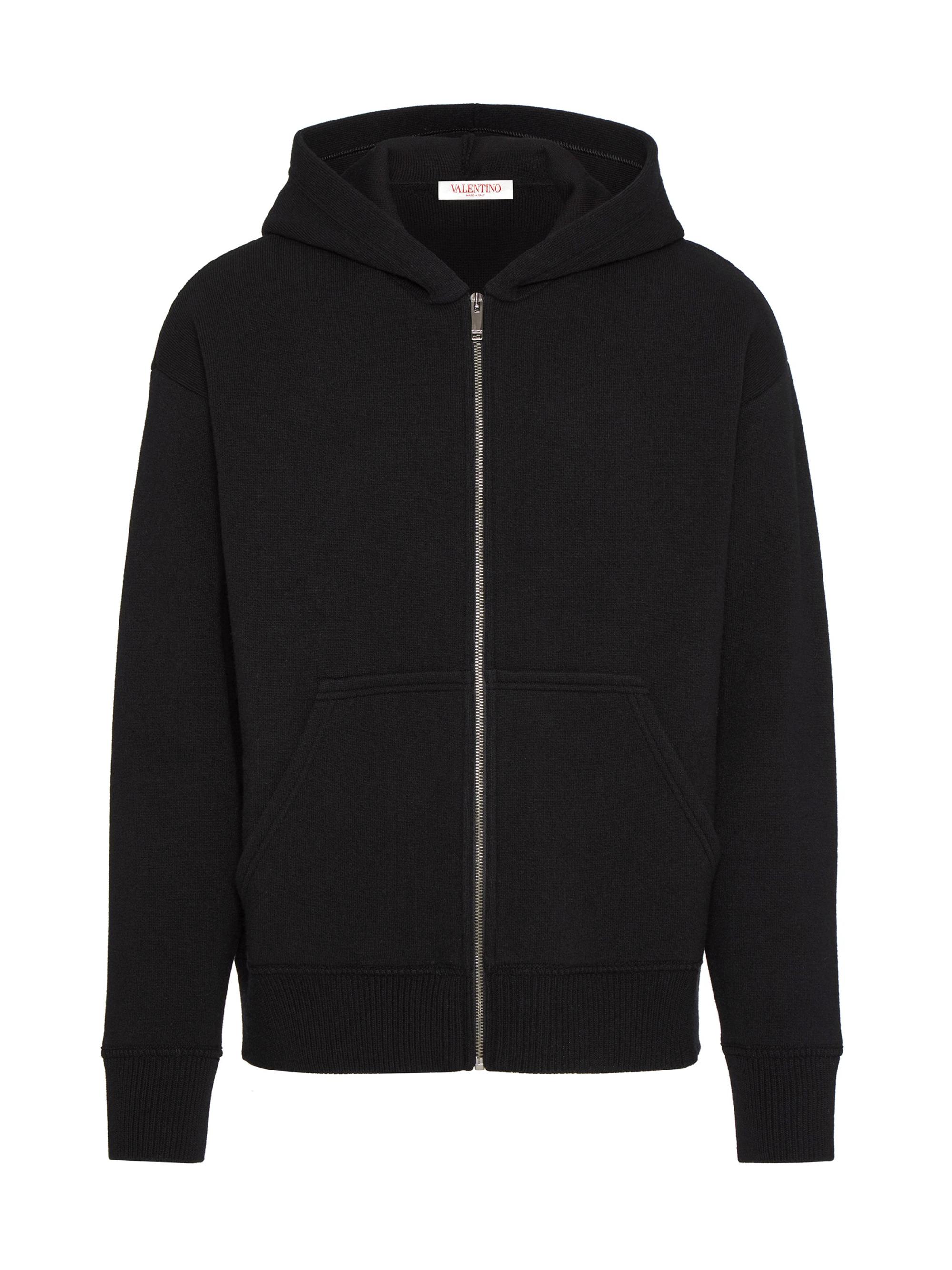 Valentino Garavani Men's Hooded Wool Sweatshirt - Black
