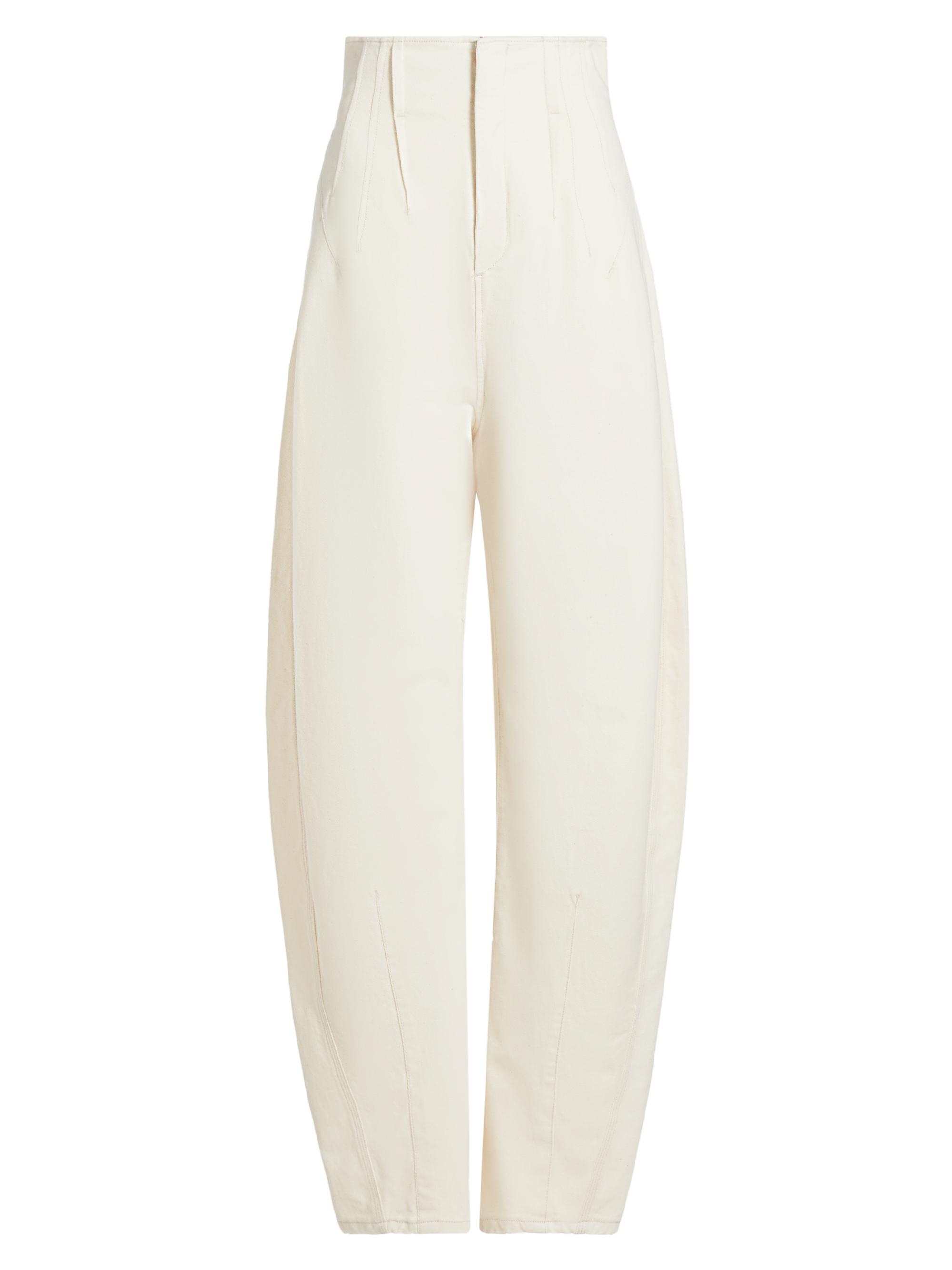 Sportmax Women's Glauco Cotton High-Waist Tapered-Leg Pants - Ecru