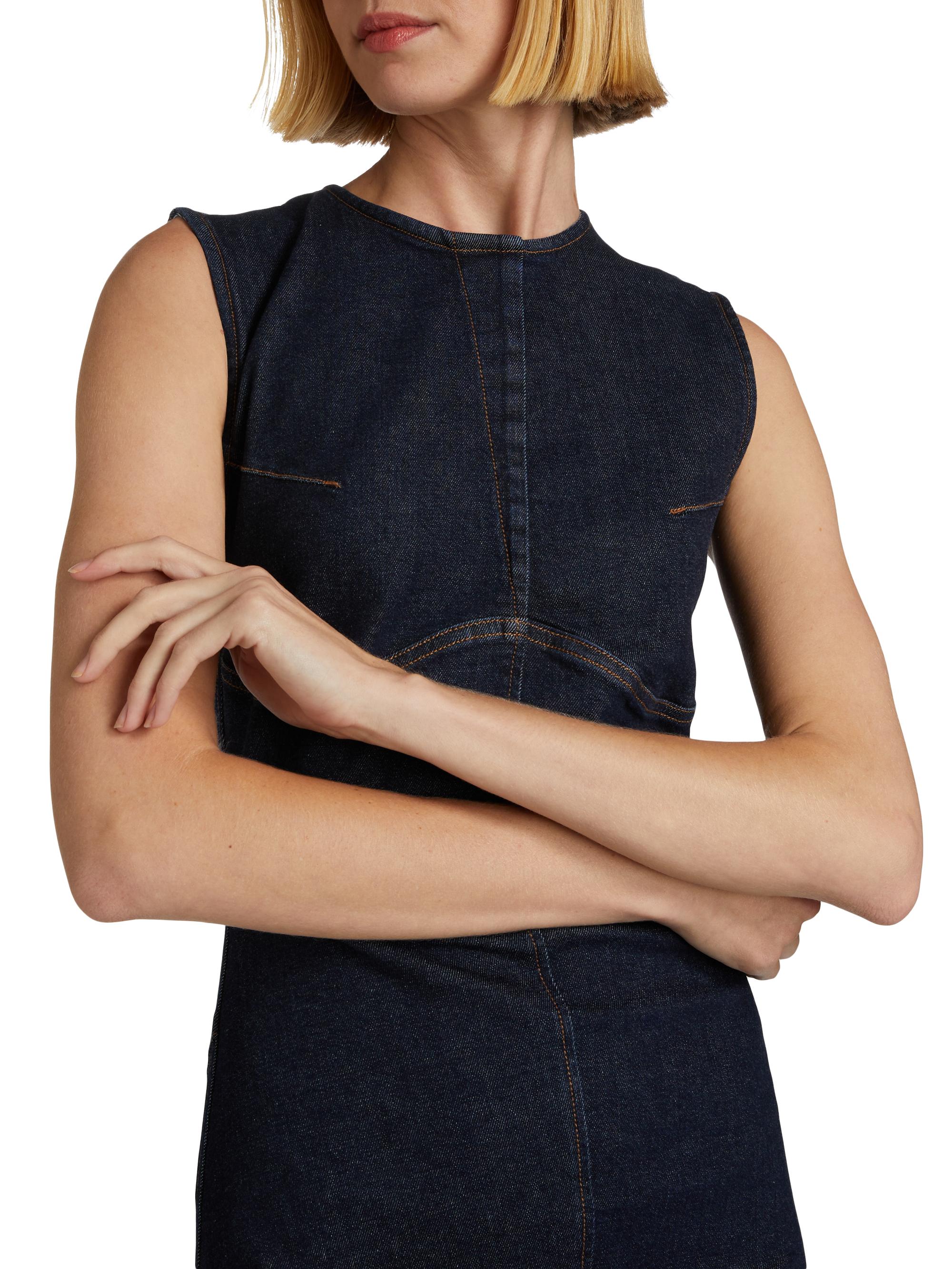 white christmas dresses Gentle Denim Column Skirt in Dark Blue