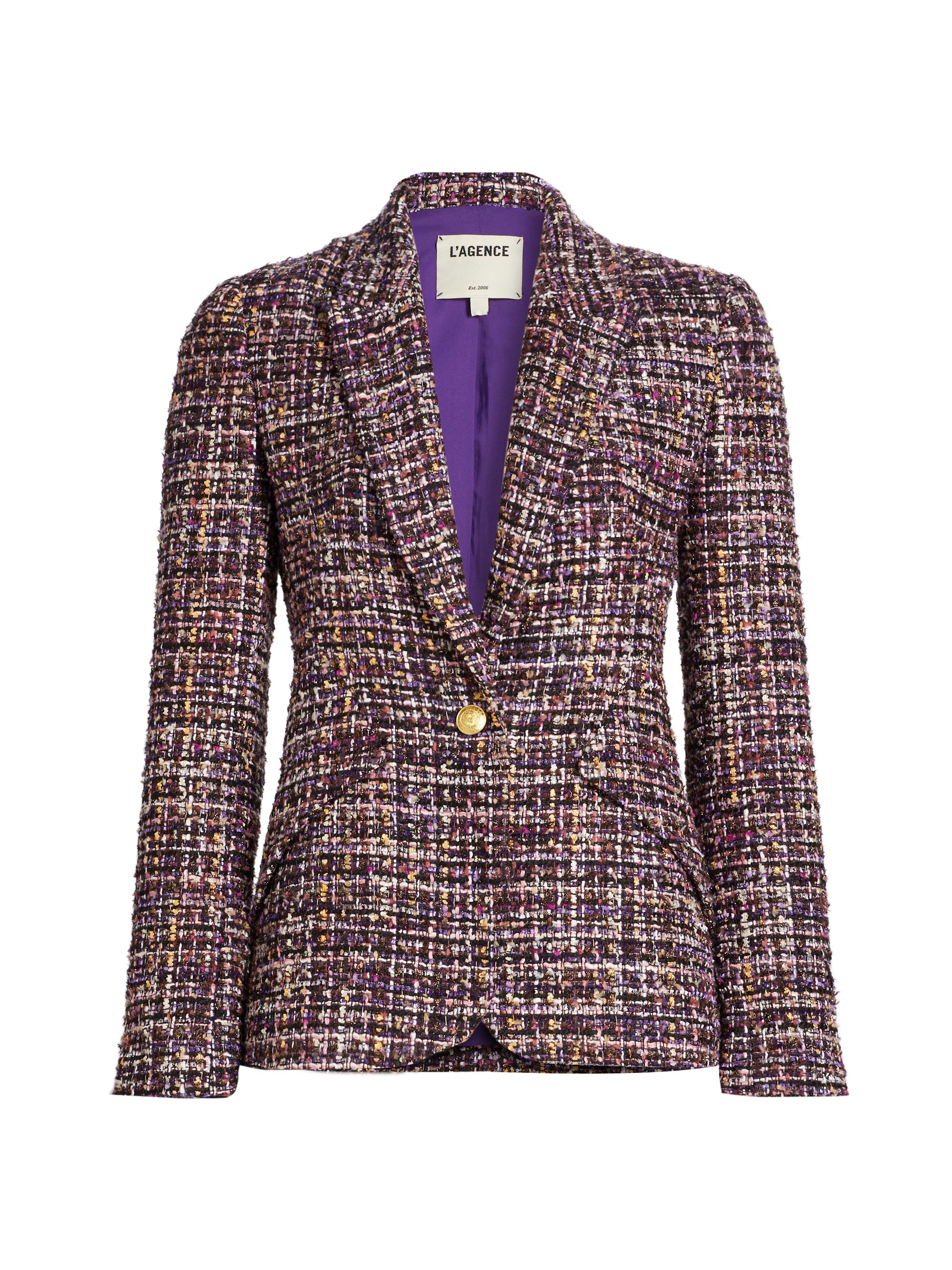 L'AGENCE Women's Chamberlain Tweed Single-Breasted Blazer - Purple Multi Tweed