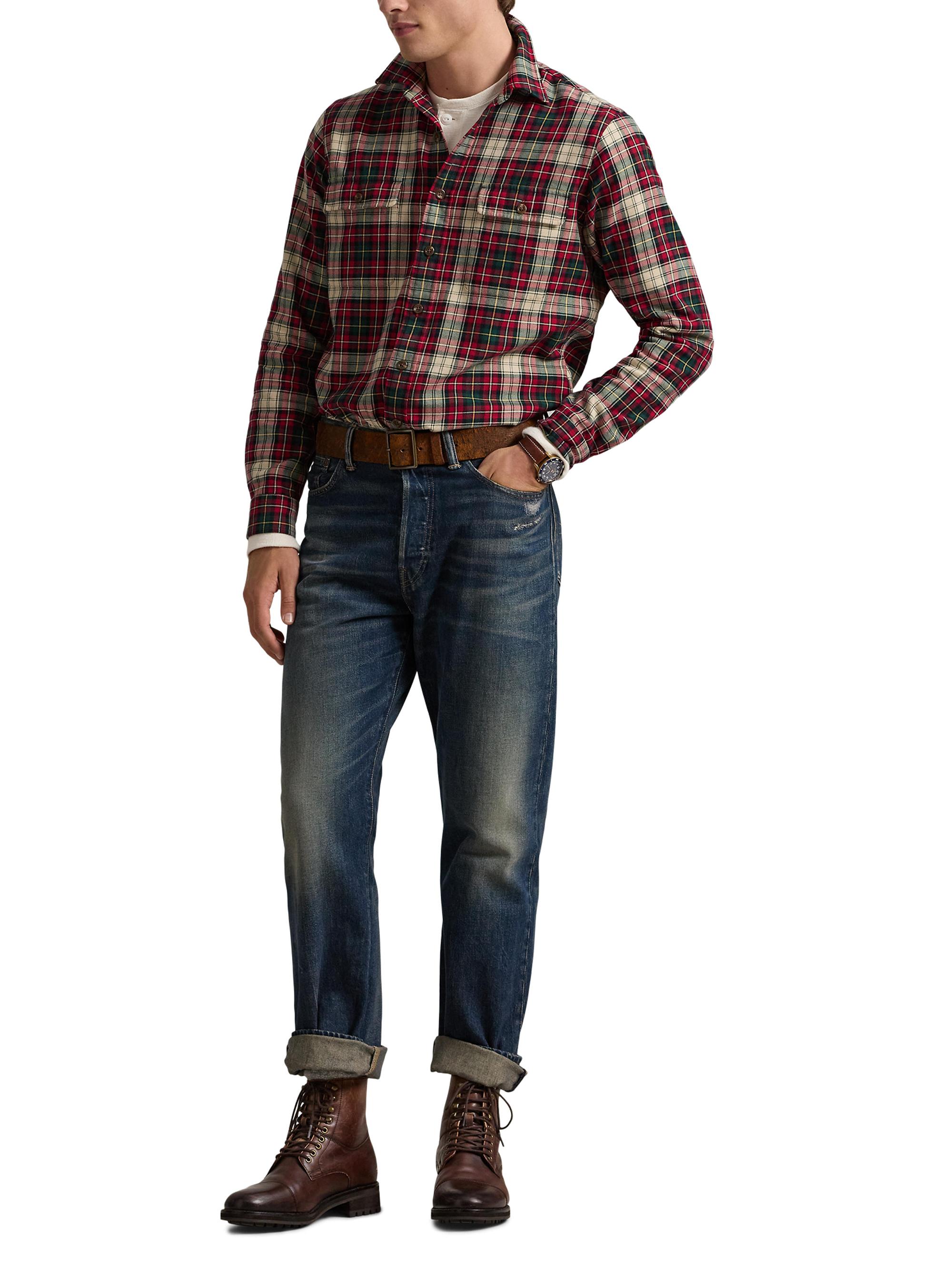 Polo Ralph Lauren Men's Classic-Fit Plaid Flannel Workshirt - Red Off White Multicolor