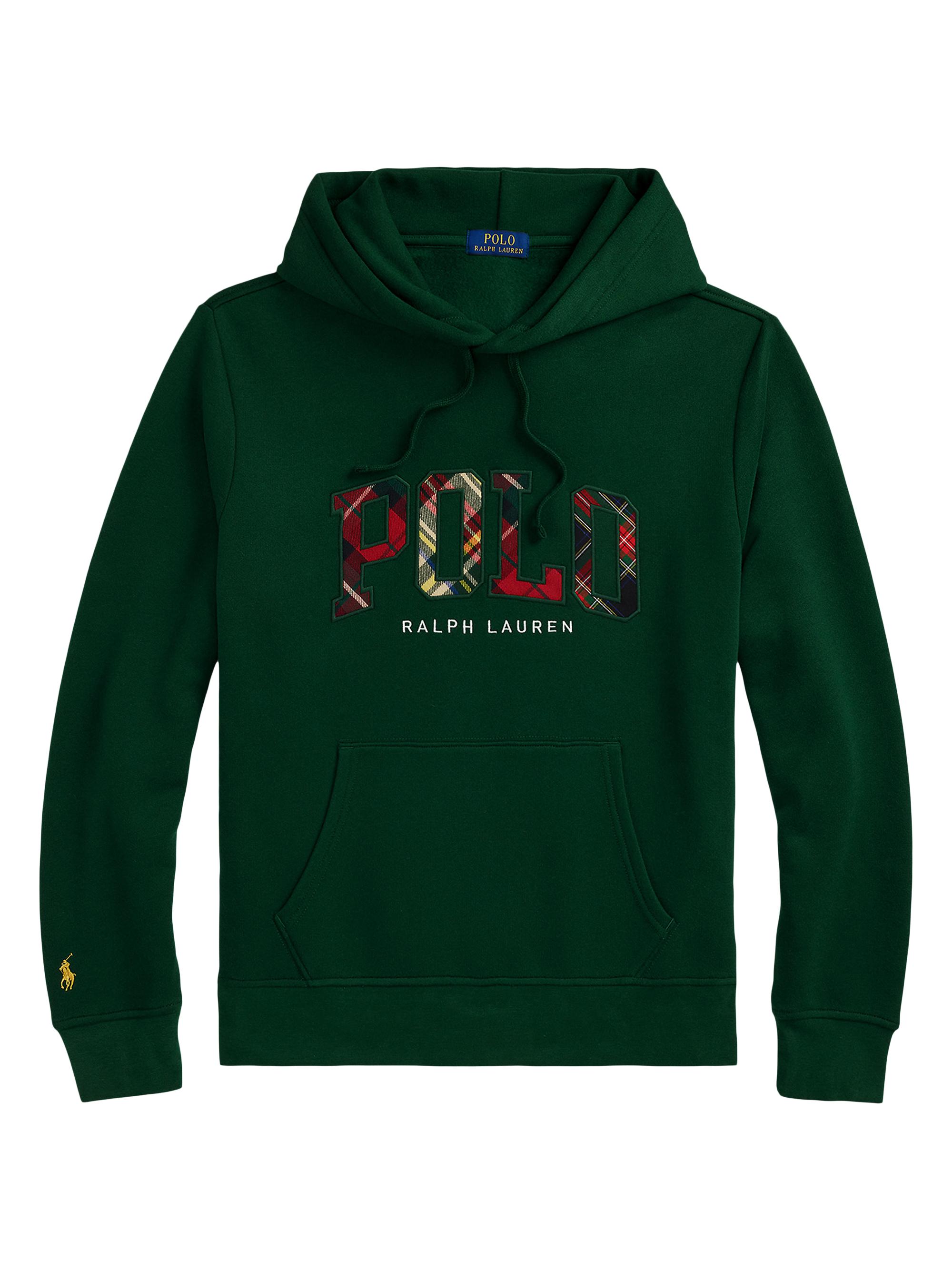 Polo Ralph Lauren Men's Fleece Plaid-Logo Hoodie - College Green