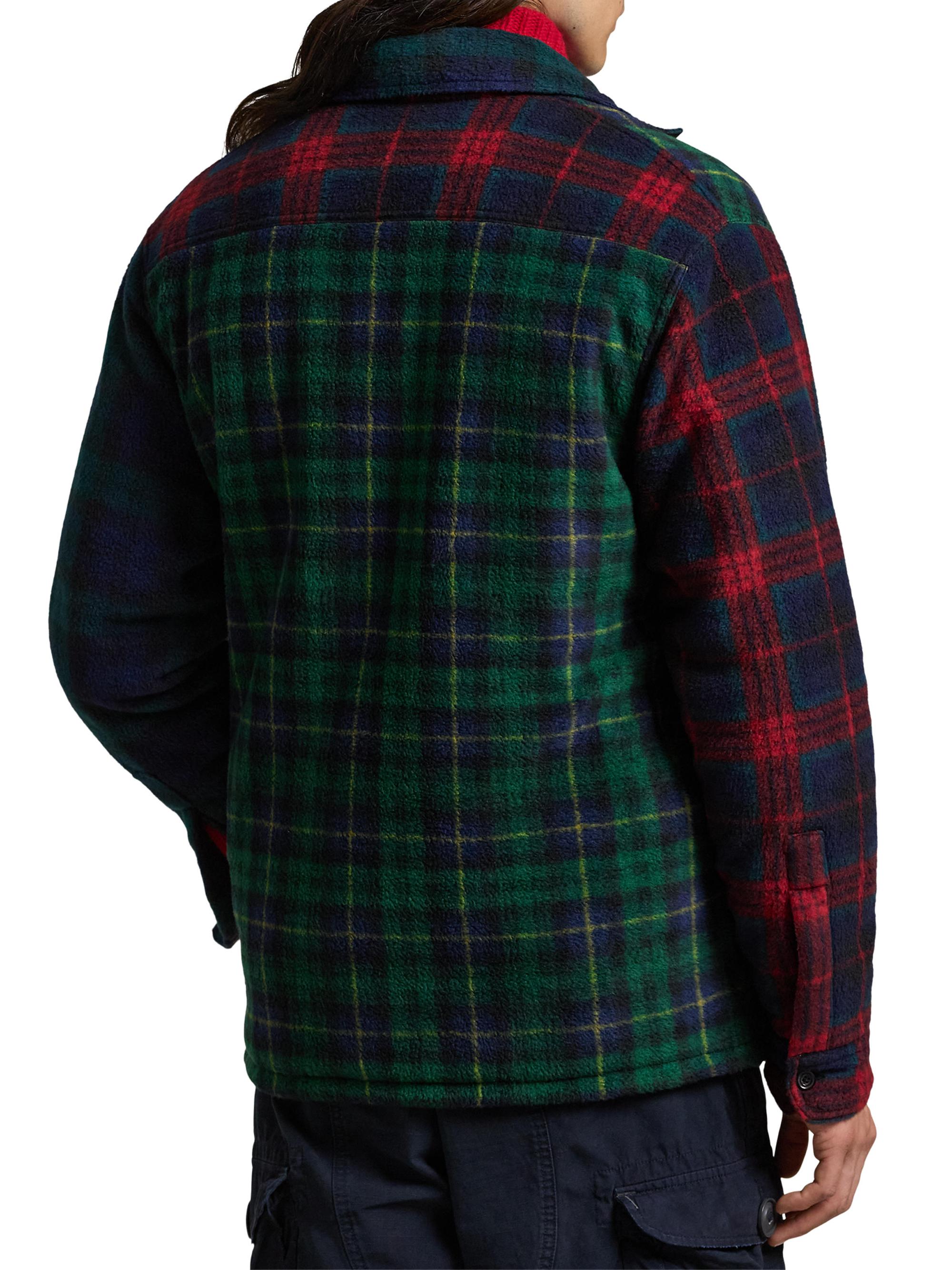 Plaid Patchwork Fleece Shirt Jacket