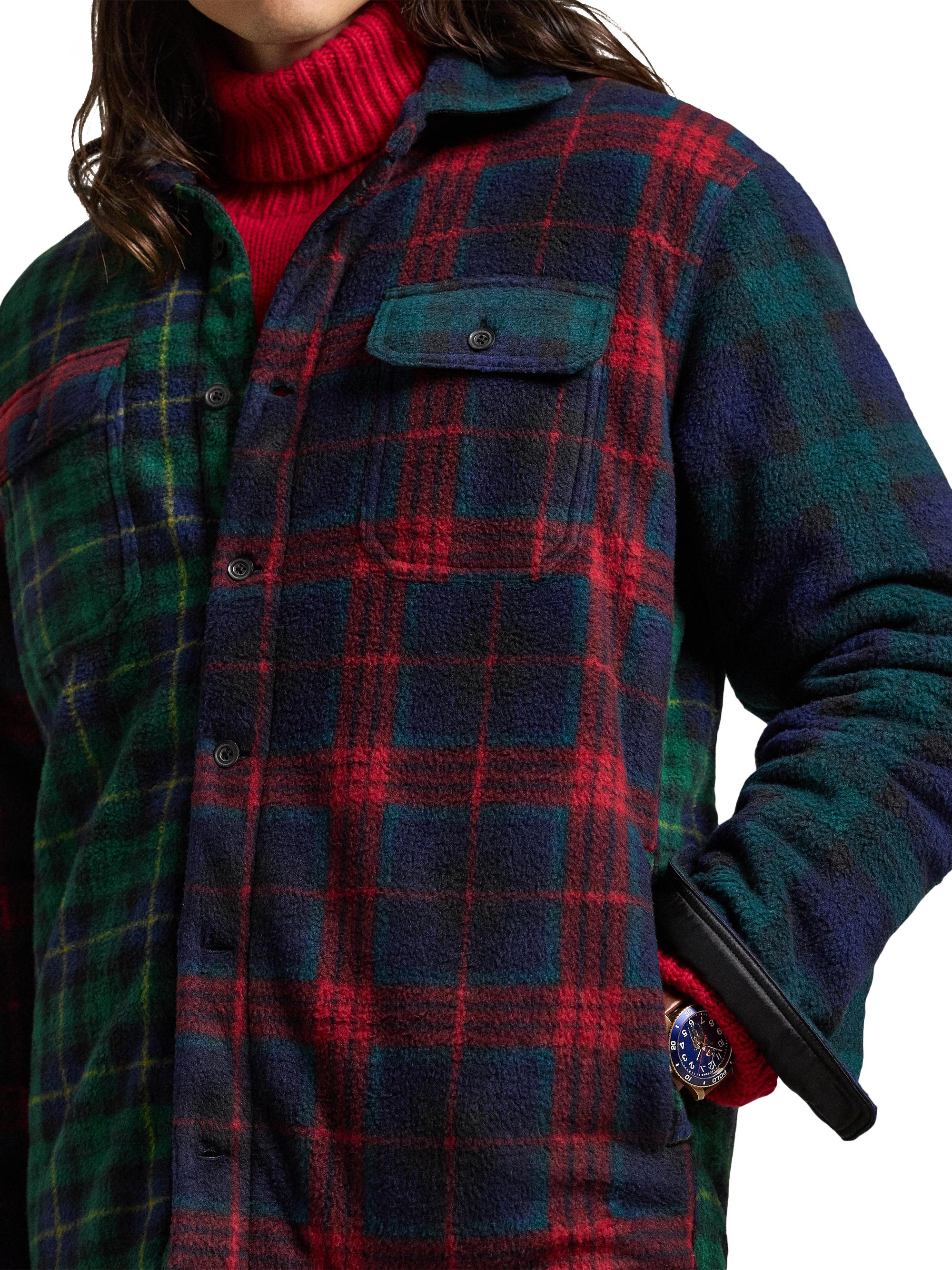Plaid Patchwork Fleece Shirt Jacket