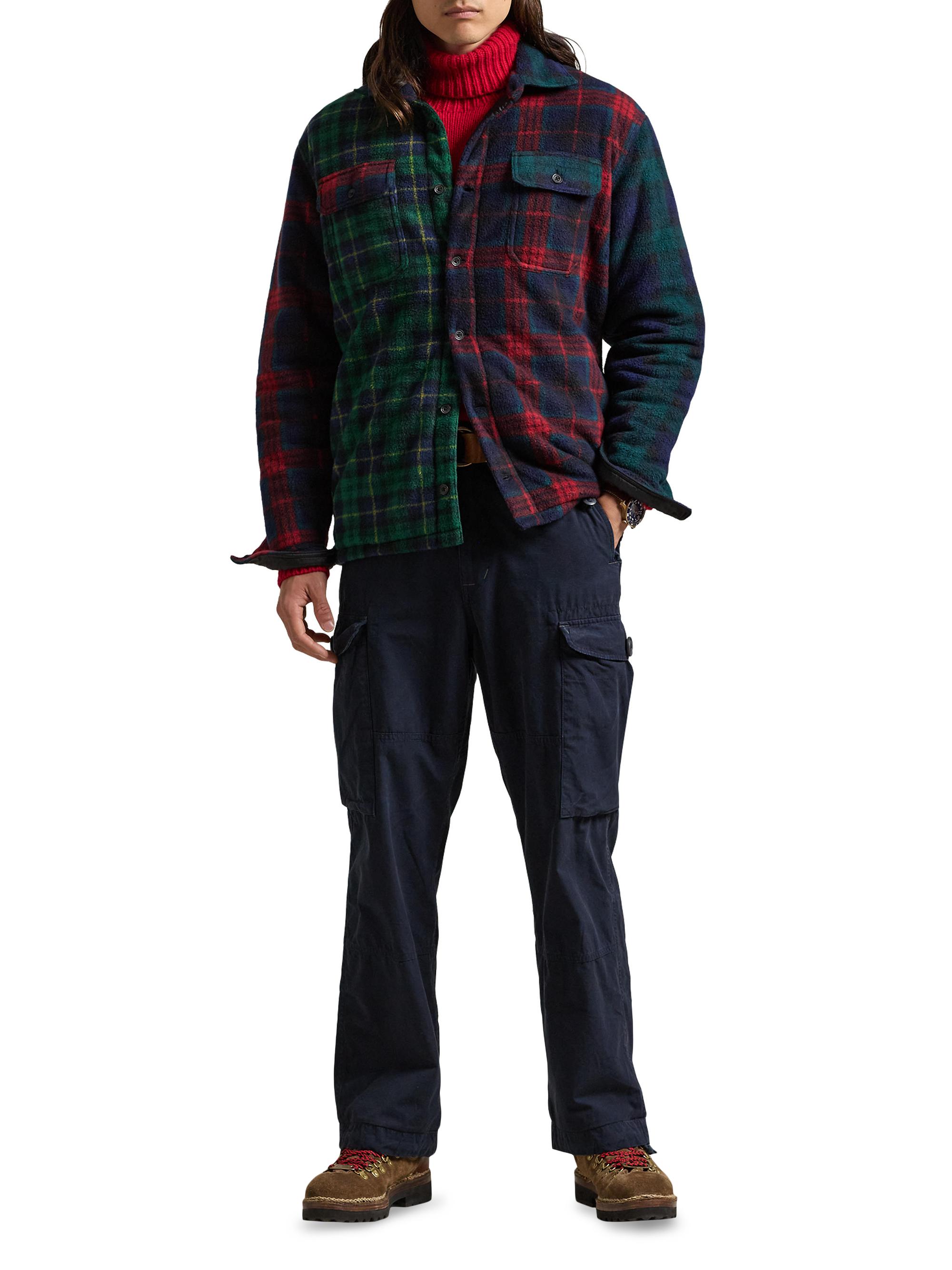 Plaid Patchwork Fleece Shirt Jacket
