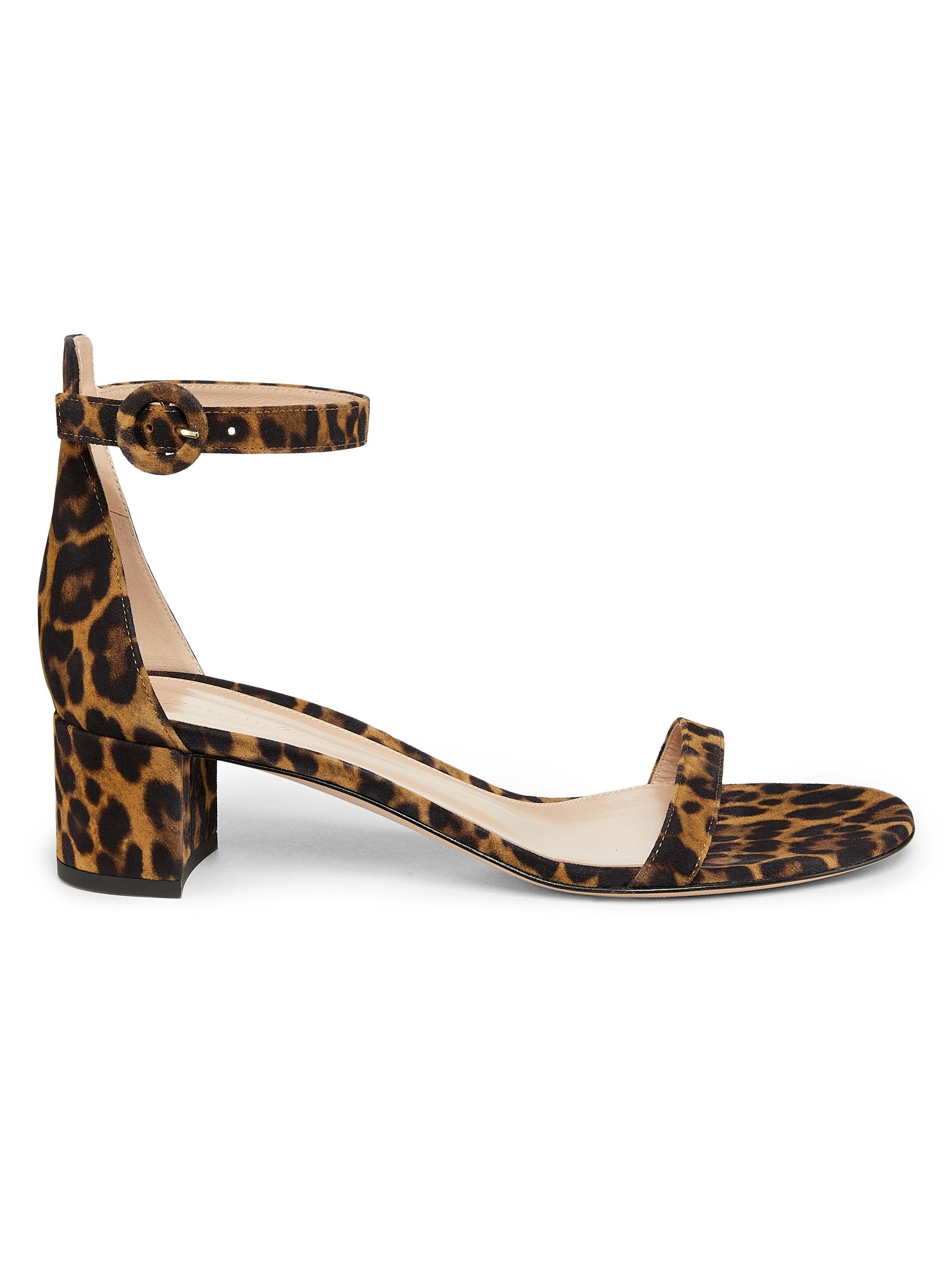 Gianvito Rossi Women's Gaeta 45 Suede Sandals - Leopard
