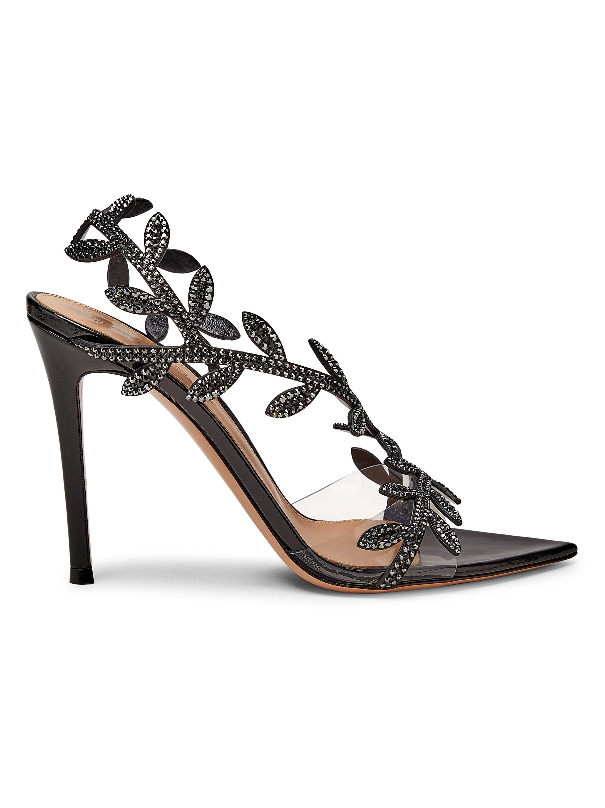 Gianvito Rossi Crystal Flavia 105MM Leather Sandals | Saks Fifth