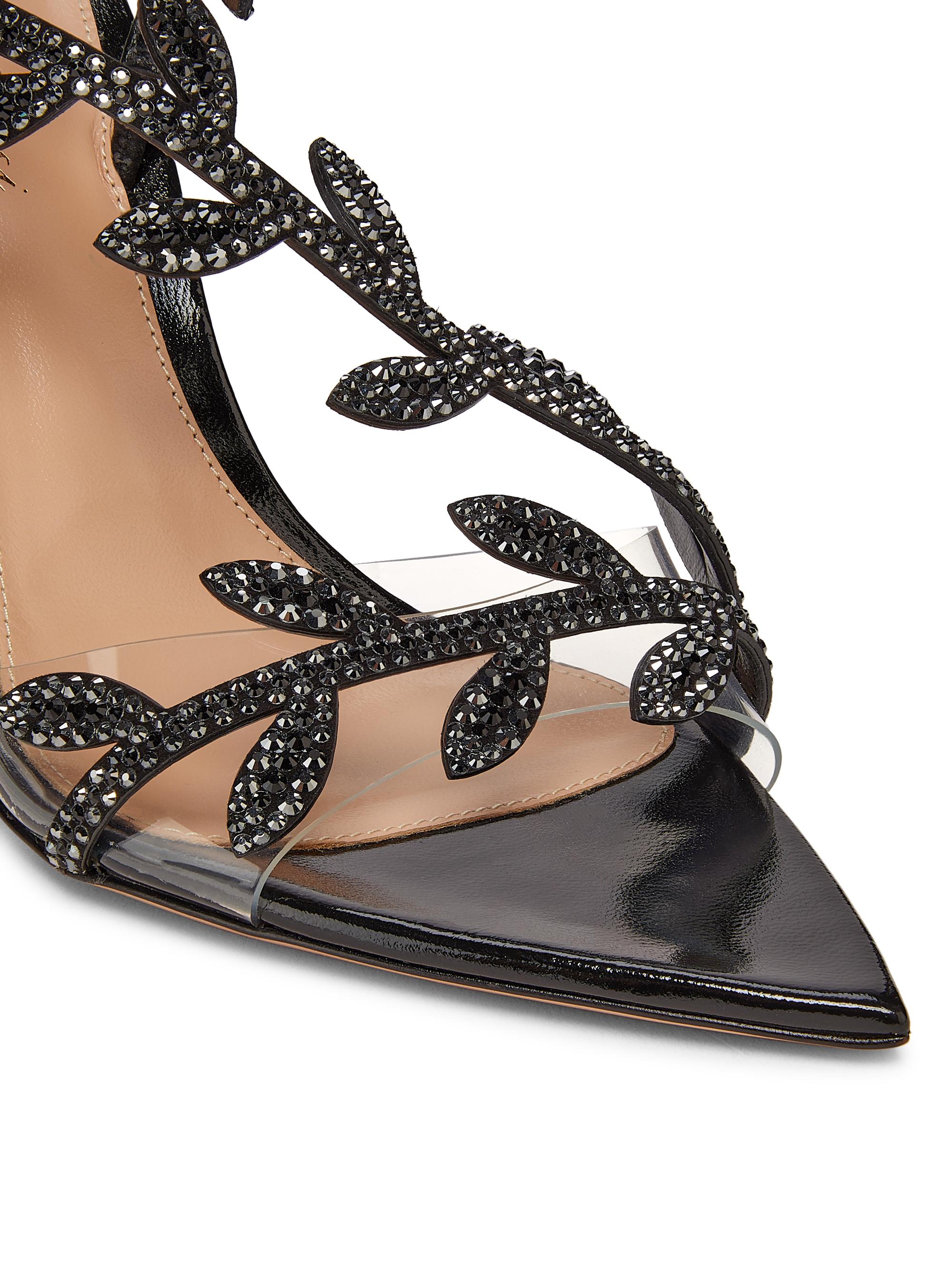 Gianvito Rossi Crystal Flavia 105MM Leather Sandals | Saks Fifth