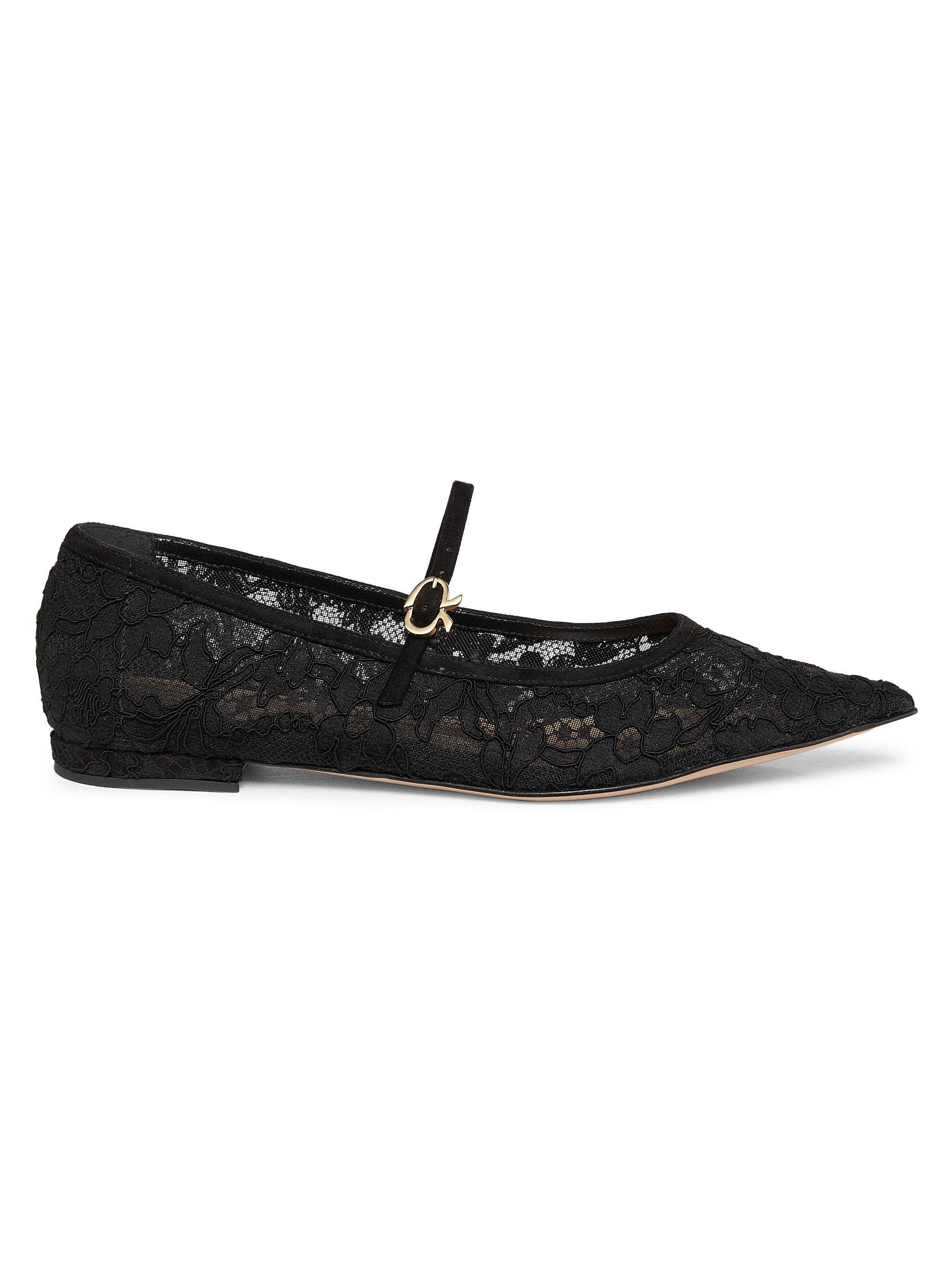 Gianvito Rossi Women's Claudia Lace Ballerina Flats - Black