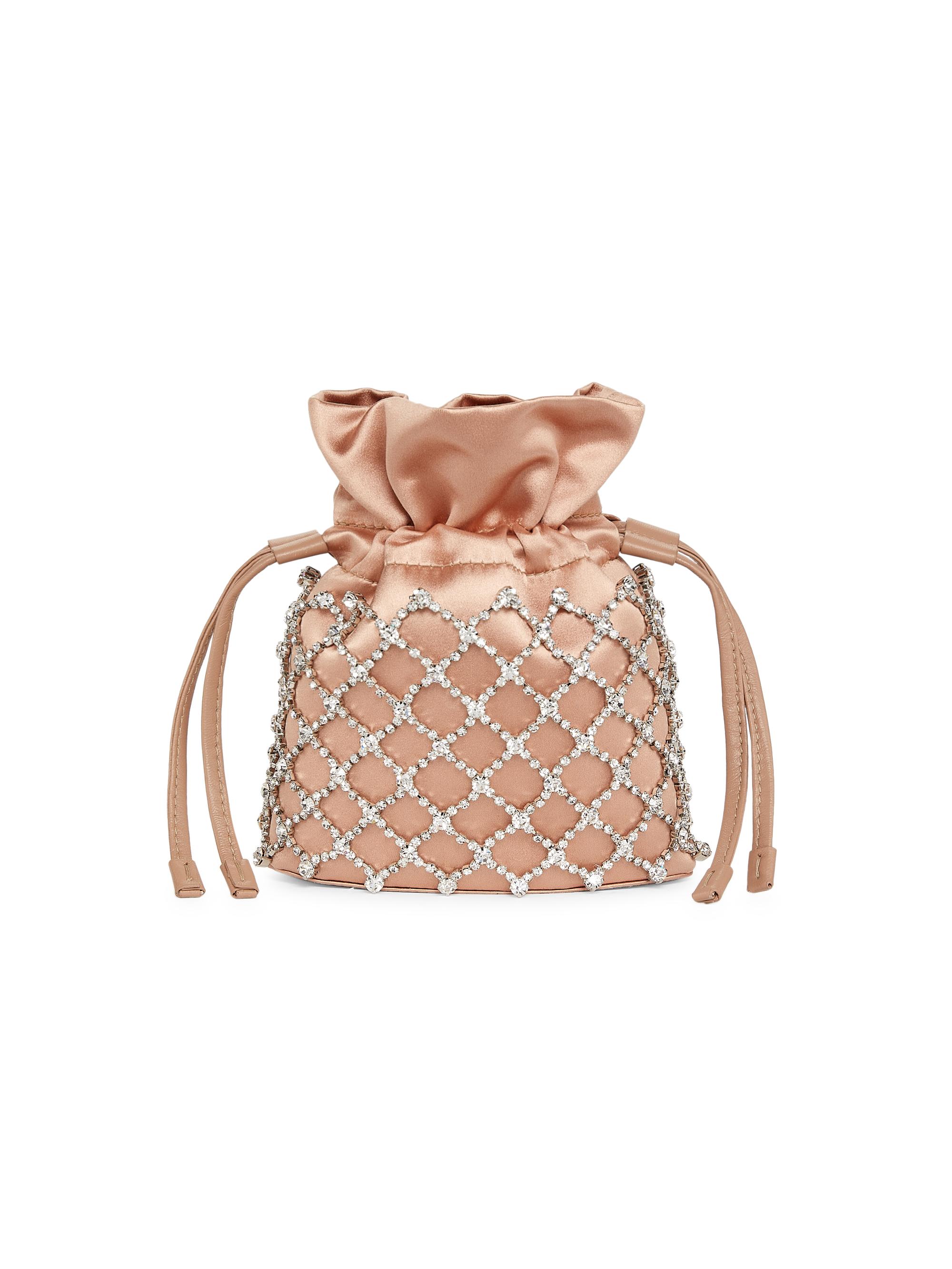Aquazzura Women's Mini Crystal Lover Satin Drawstring Pouch - Poudre Crystal