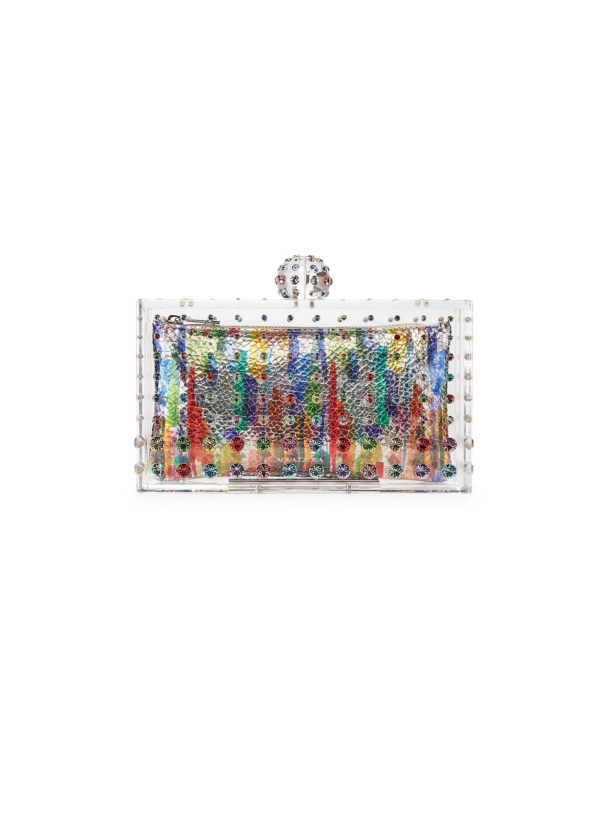 Aquazzura Women's Mini Tequila Embellished Resin & Leather Clutch - Transparent