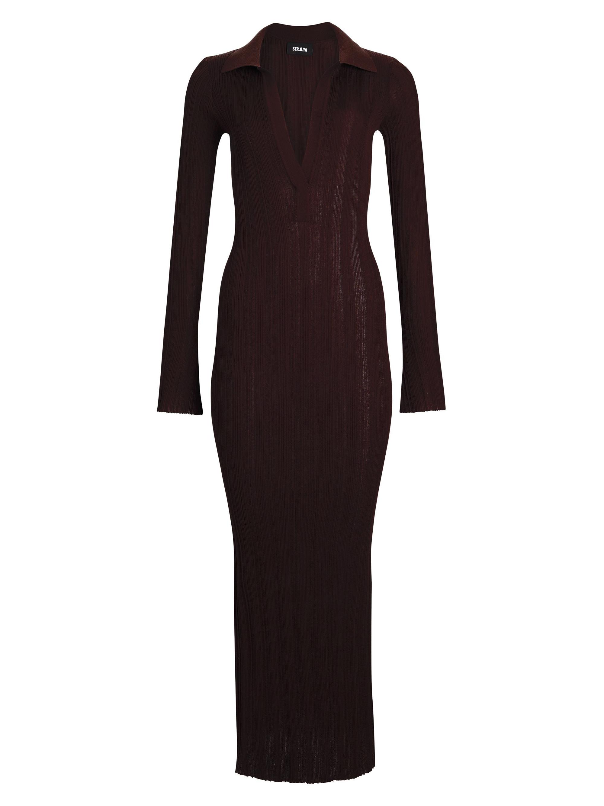 Ser.o.ya Women's Azula Rib Knit Maxi Dress - Ash Brown