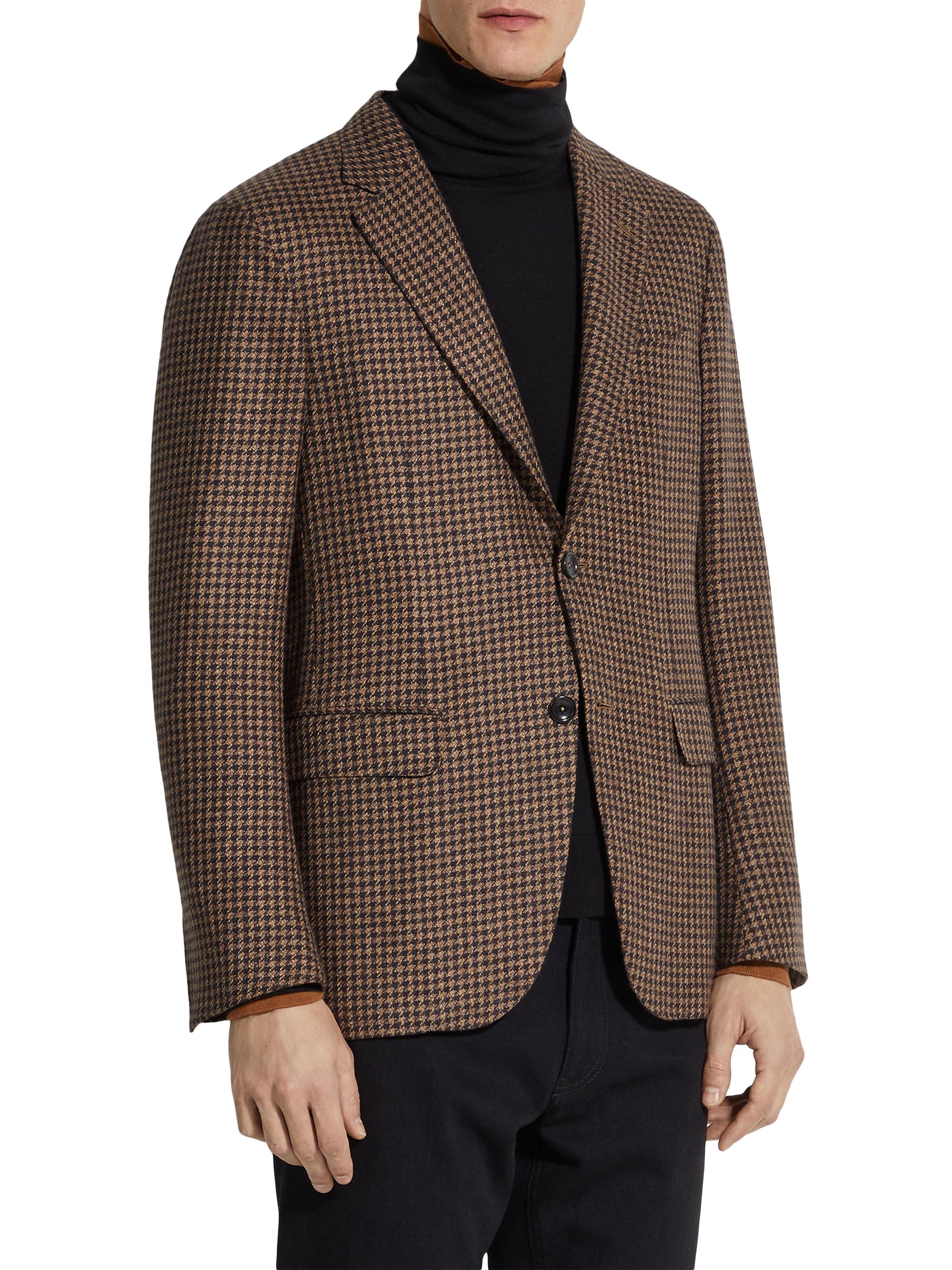 ZEGNA Men's Cashmere and Silk Jacket - Dark Brown