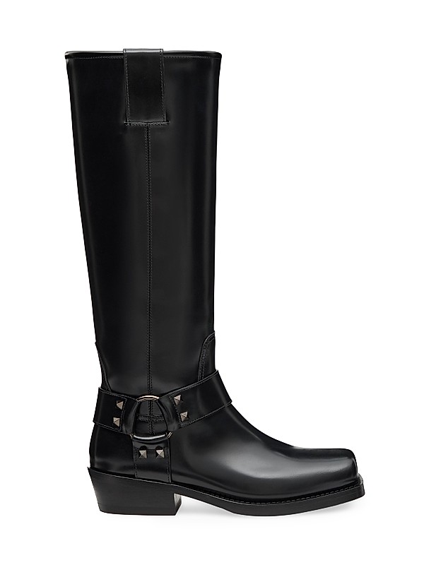 Shop Valentino Garavani Rockstud 40MM Calfskin Biker Boots Shop Valentino Garavani Rockstud 40MM Calfskin Biker Boots