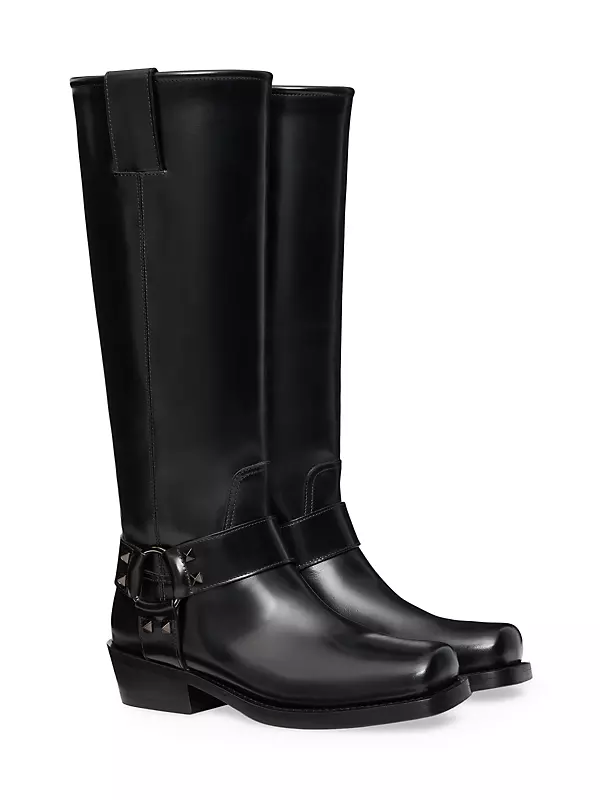 Shop Valentino Garavani Rockstud 40MM Calfskin Biker Boots Shop Valentino Garavani Rockstud 40MM Calfskin Biker Boots