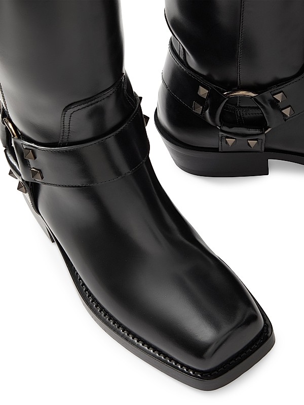 Shop Valentino Garavani Rockstud 40MM Calfskin Biker Boots Shop Valentino Garavani Rockstud 40MM Calfskin Biker Boots