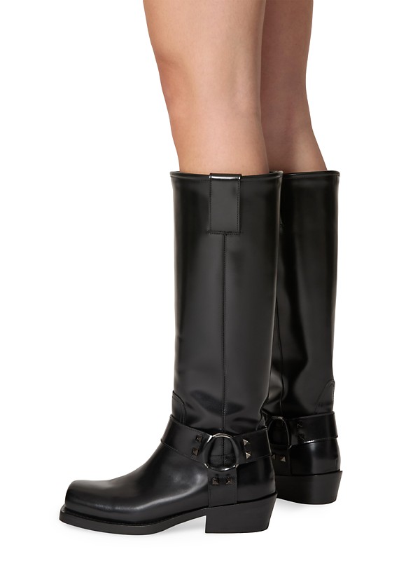Shop Valentino Garavani Rockstud 40MM Calfskin Biker Boots Shop Valentino Garavani Rockstud 40MM Calfskin Biker Boots