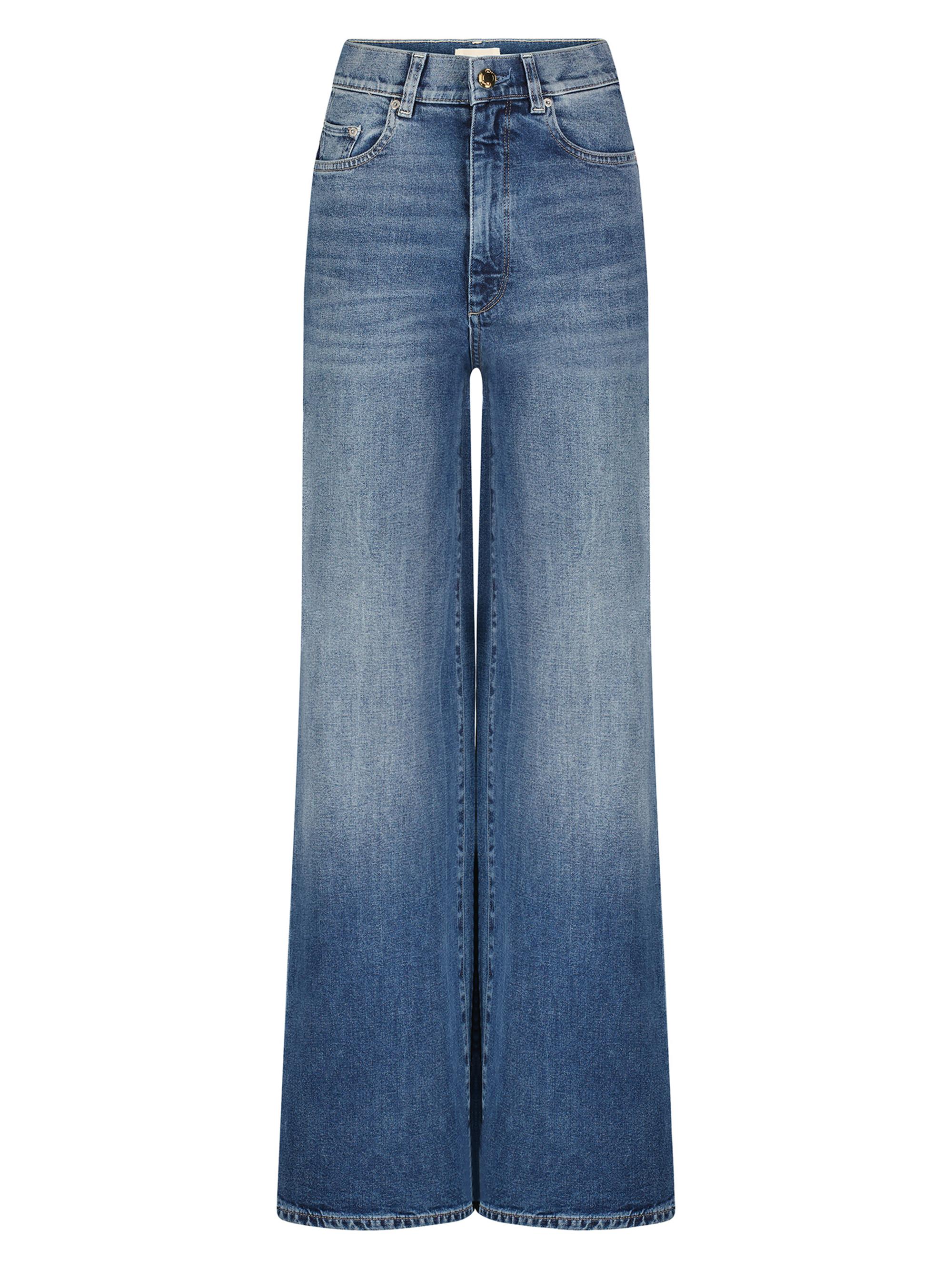DL1961 Premium Denim Women's Hepburn Wide Leg High Rise Ankle Jeans - Seagate