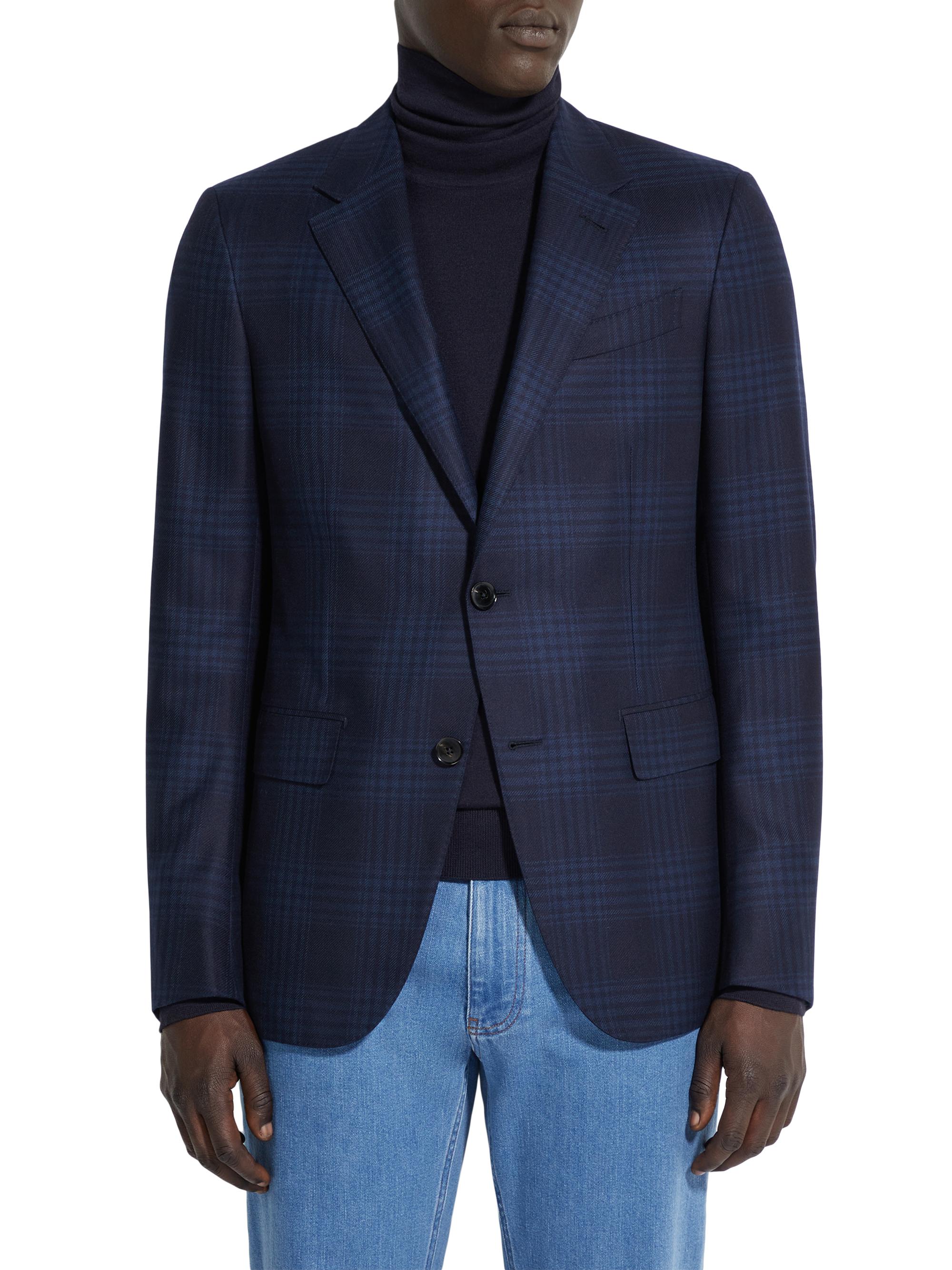 ZEGNA Men's 15Milmil15 Wool Jacket - Navy Blue
