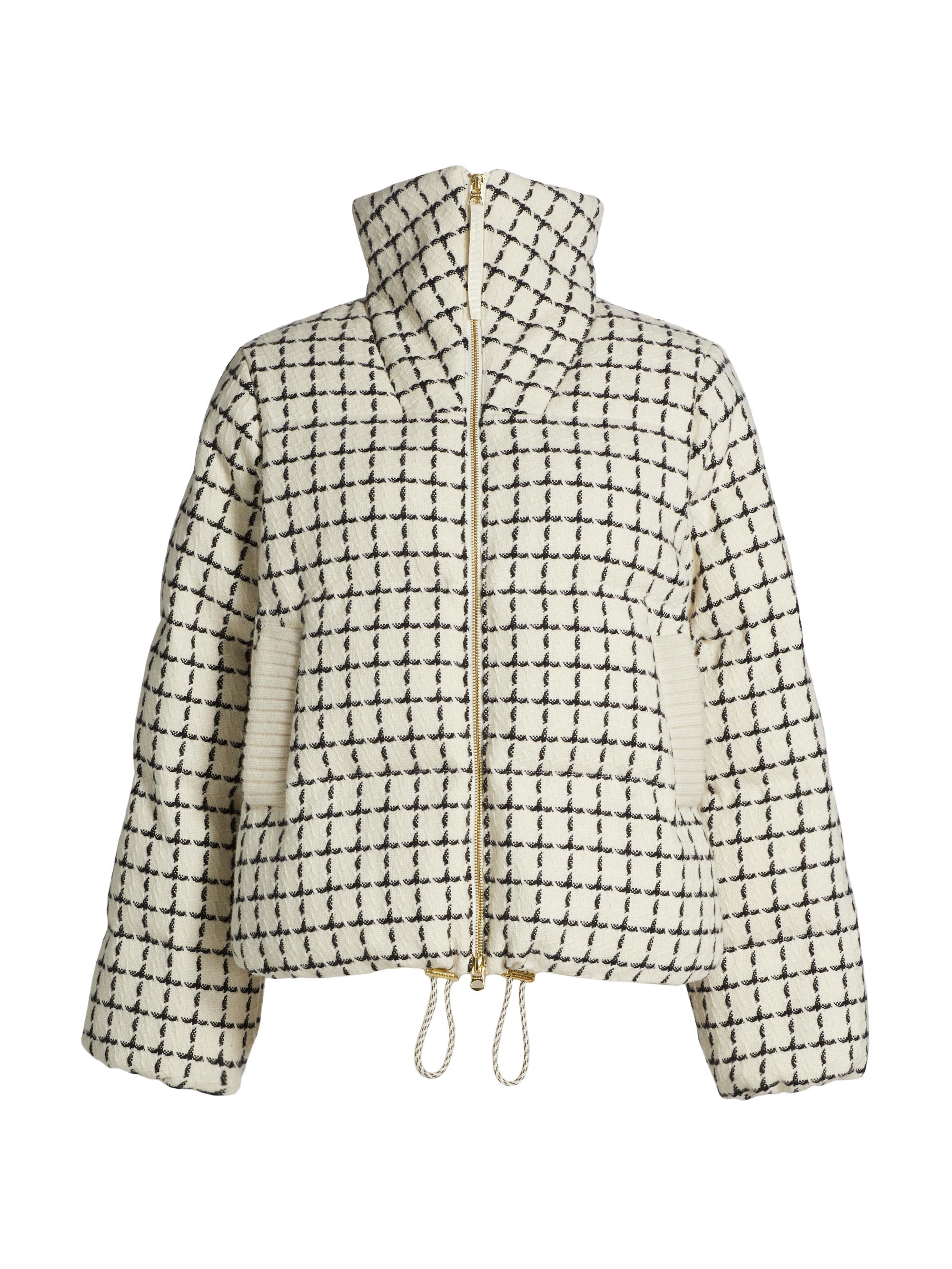 Varley Women's Eugene Plaid Wool-Blend Jacket - Egret Mono Check