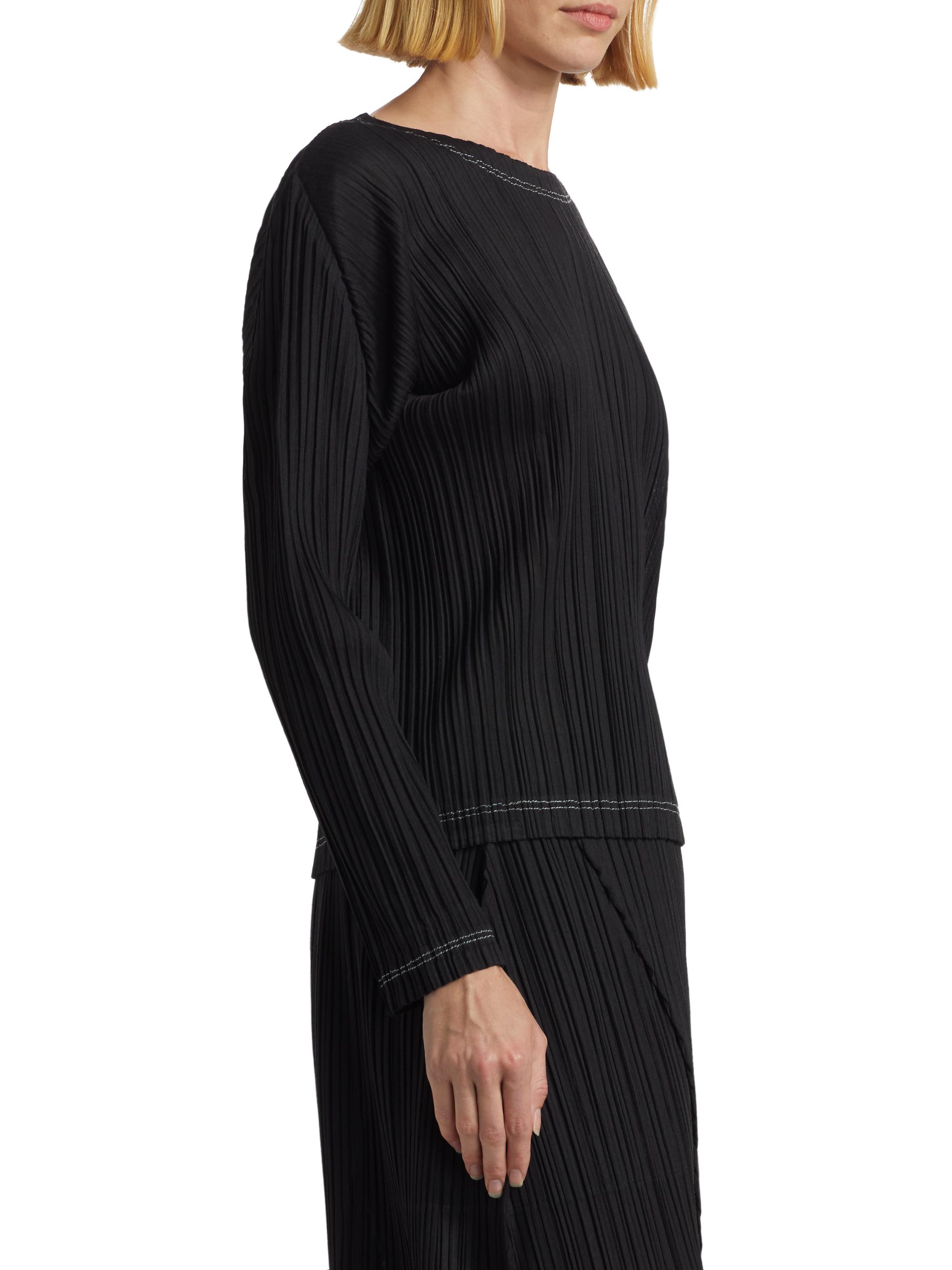 Pleats Please Issey Miyake Ramie Pleats Long-Sleeve Top | Saks