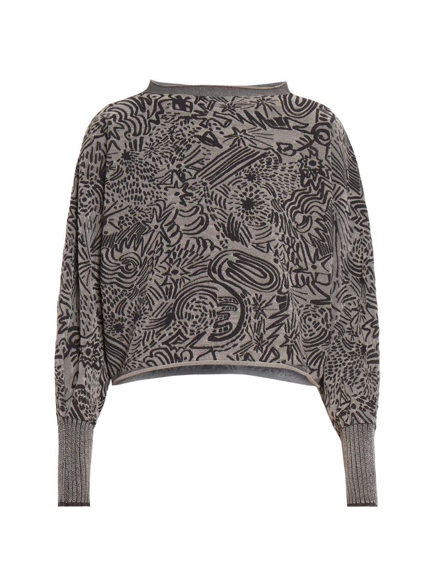 Pleats Please Issey Miyake Nova Graphic Rolled-Edge Top
