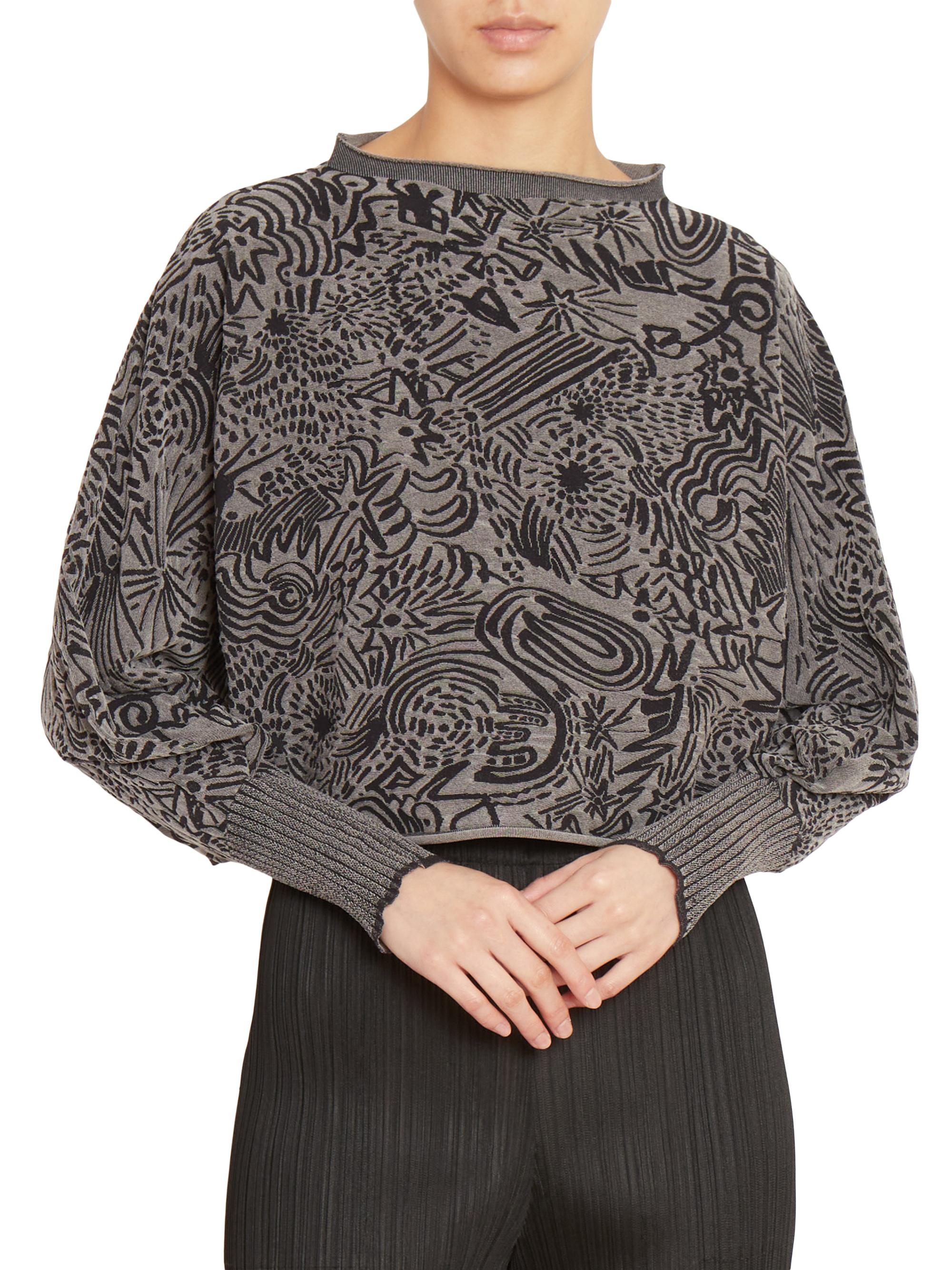 Pleats Please Issey Miyake Nova Graphic Rolled-Edge Top | Saks