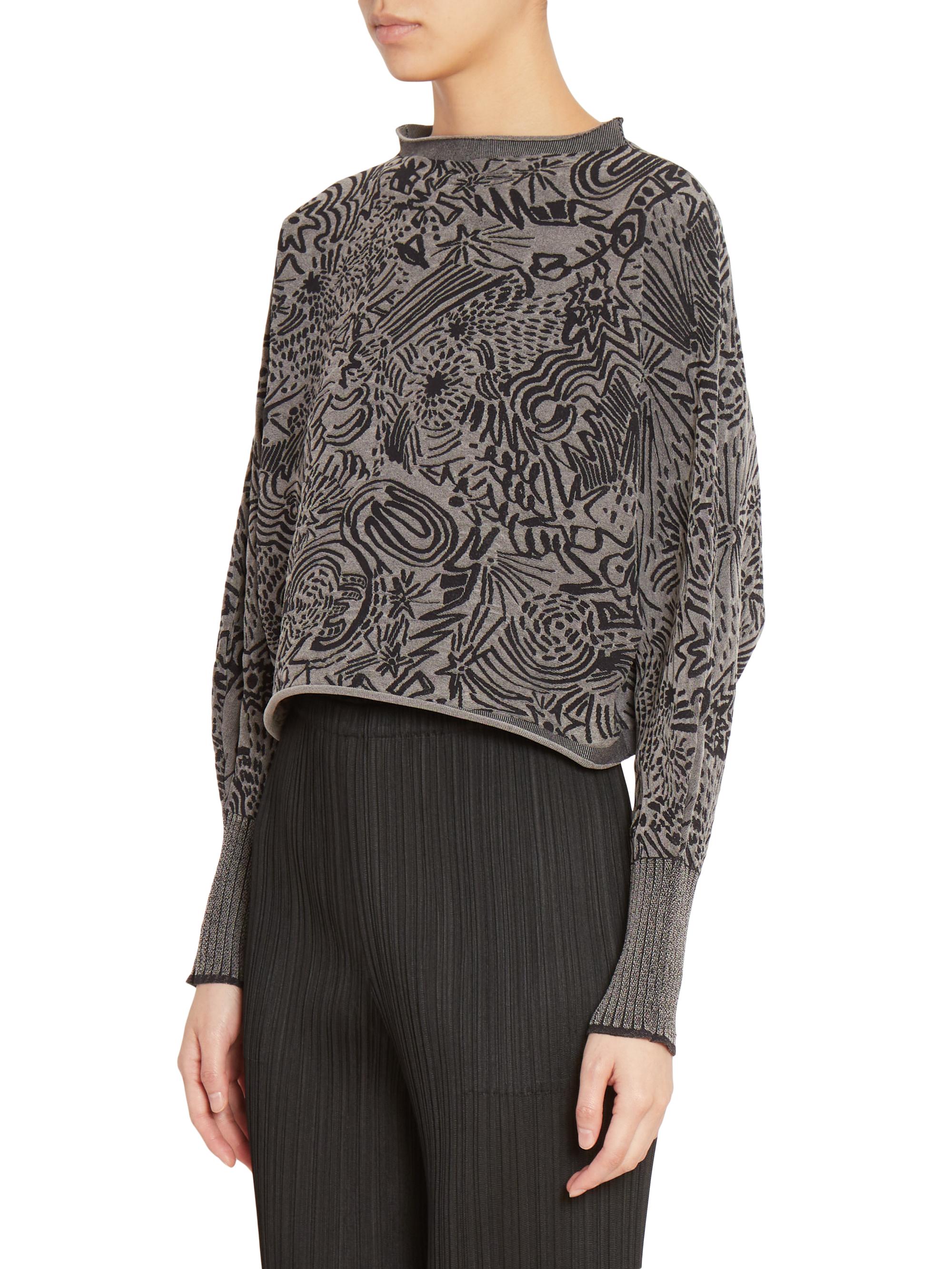 Pleats Please Issey Miyake Nova Graphic Rolled-Edge Top | Saks