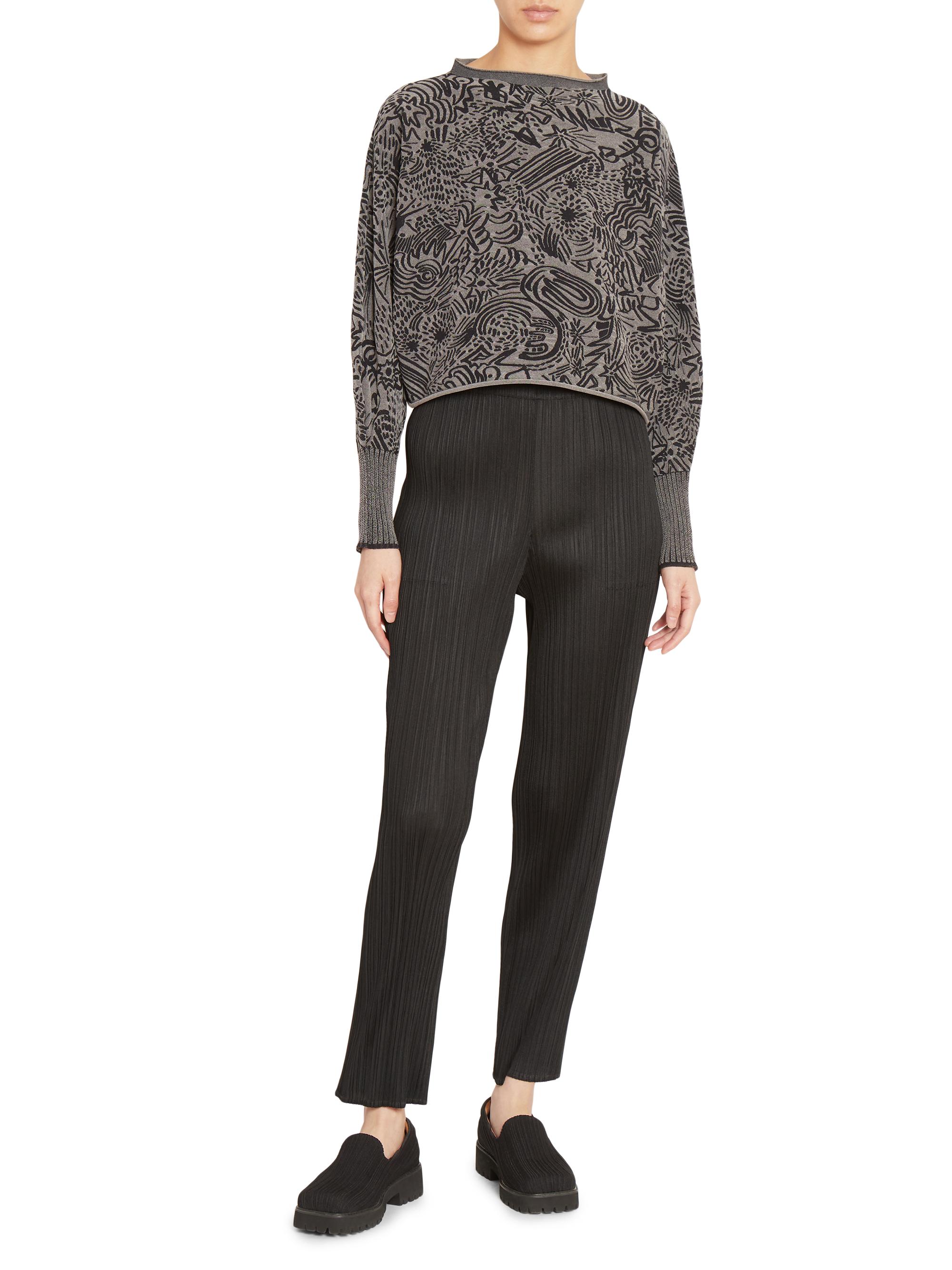 Pleats Please Issey Miyake Nova Graphic Rolled-Edge Top