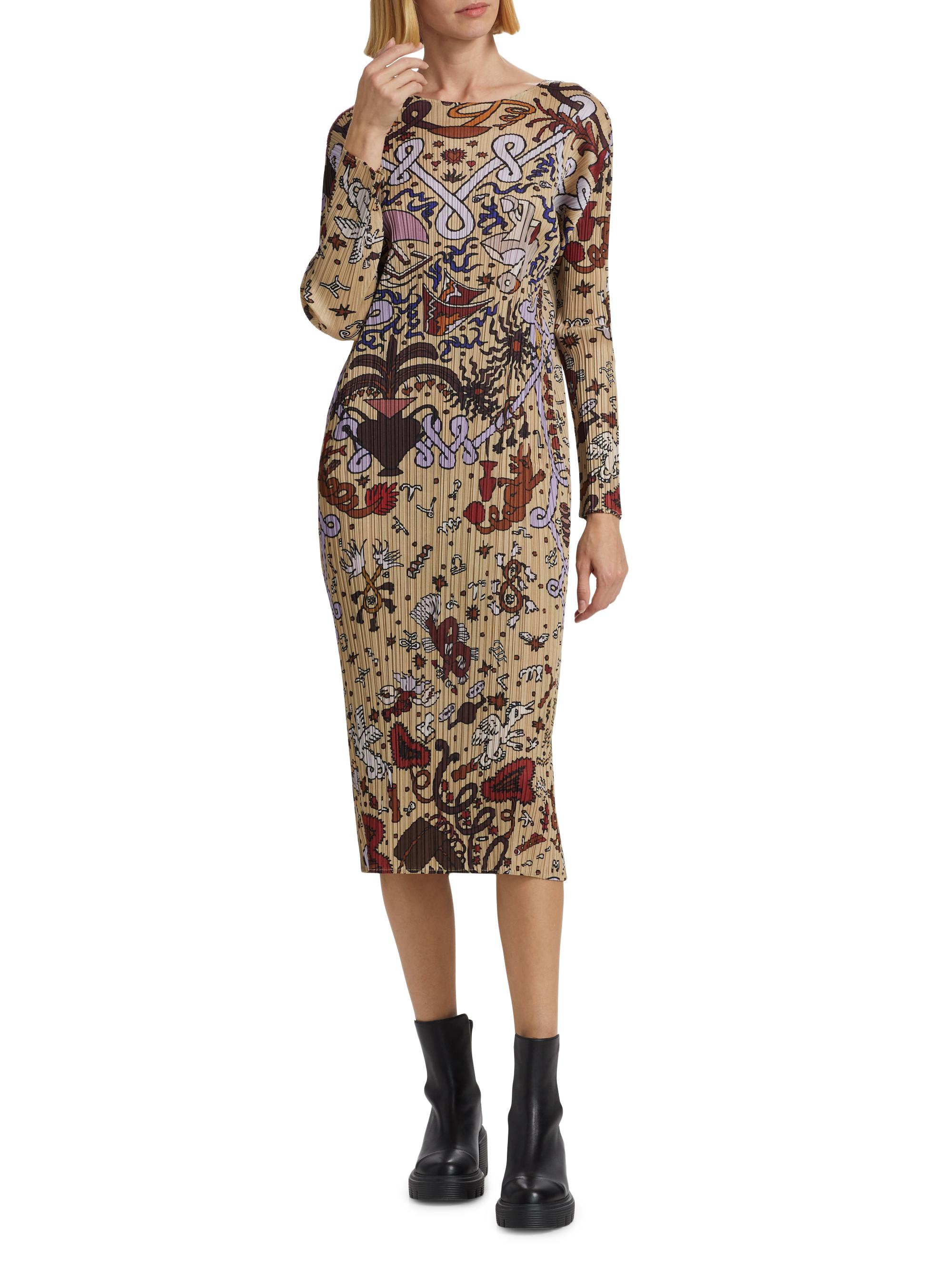 ワンピース Pleats Please geometry print dress mesh ワンピース Pleats Please geometry print dress mesh Pleats Please