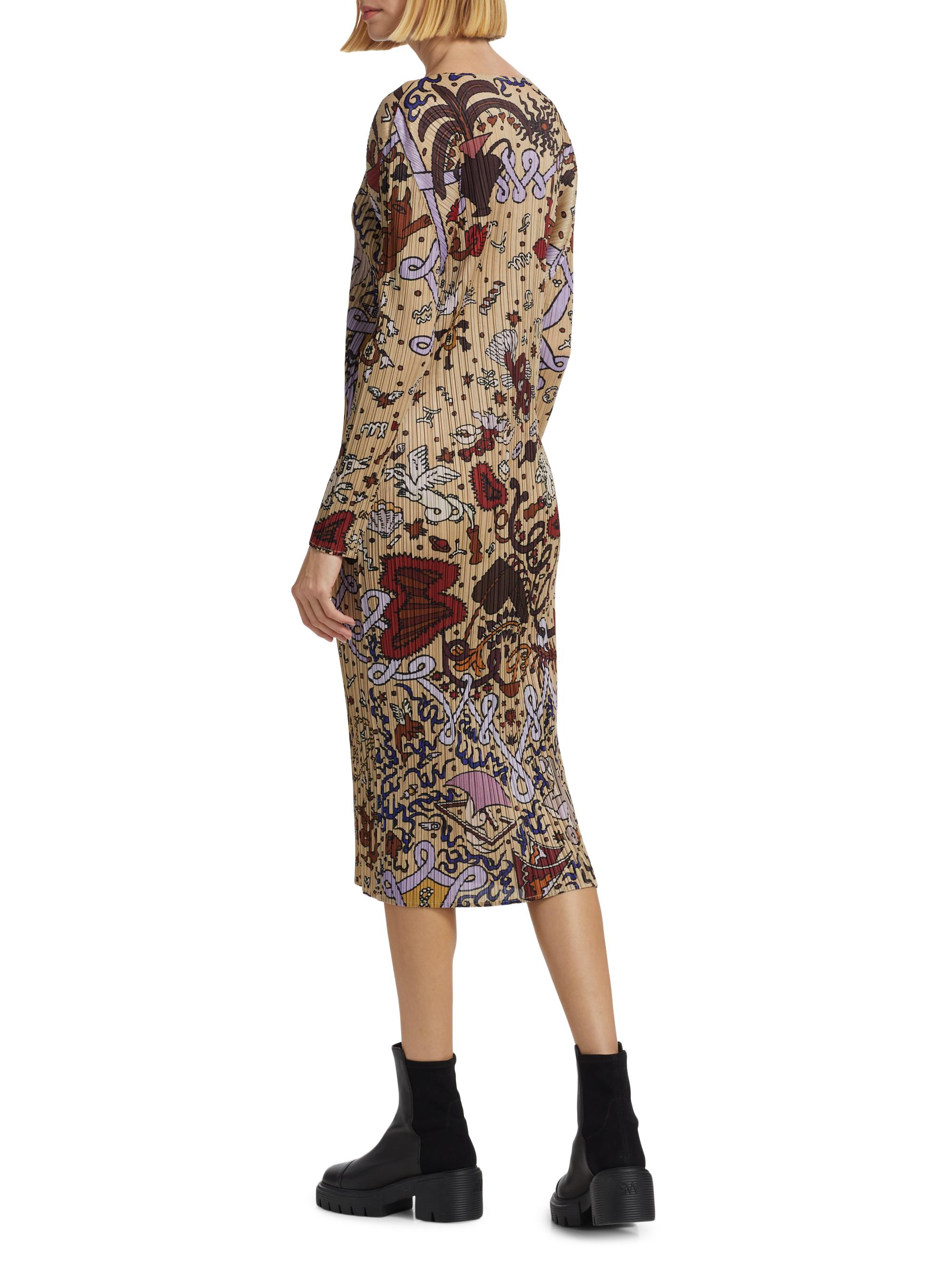 Pleats Please Issey Miyake Interplanetary Printed Midi-Dress