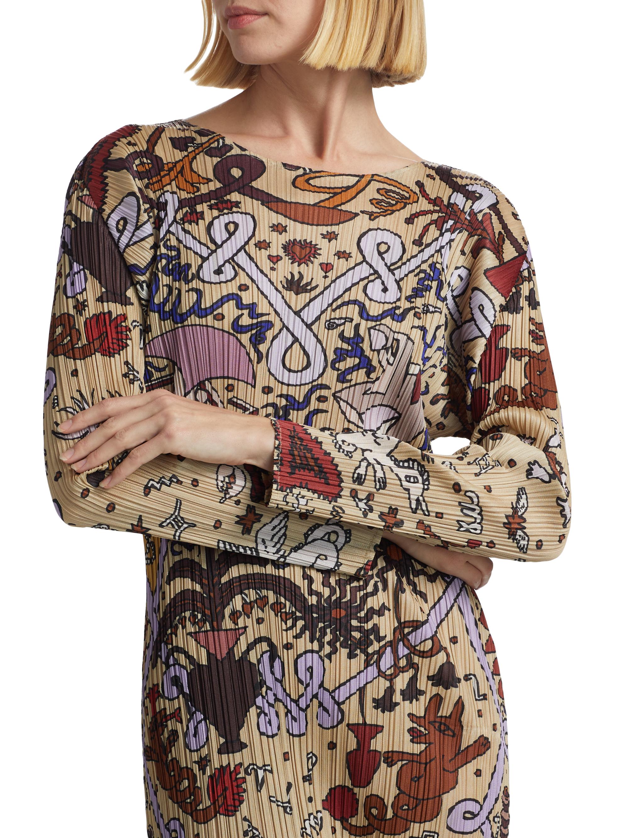 Pleats Please Issey Miyake Interplanetary Printed Midi-Dress