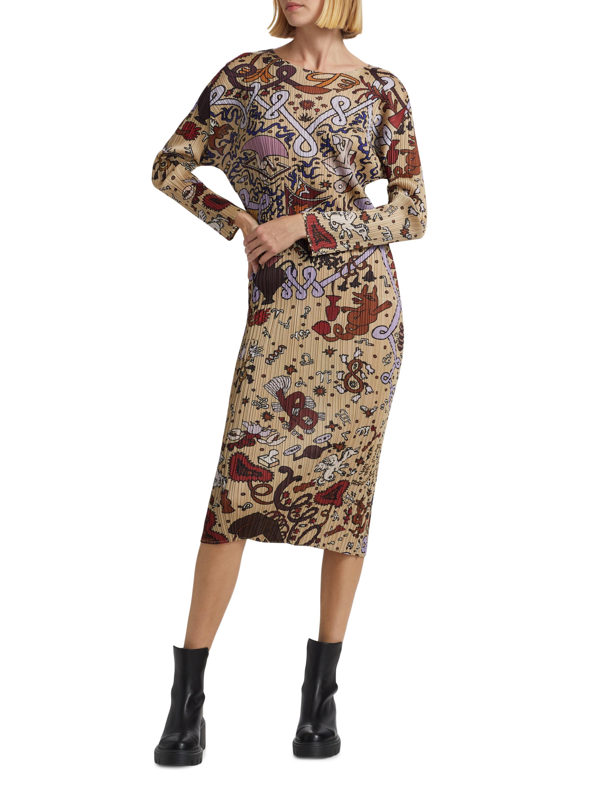 ワンピース Pleats Please geometry print dress mesh Pleats Please Issey Miyake Jagged Geometric Print Dress - Rellik