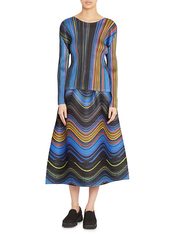 Shop Pleats Please Issey Miyake Warp Pleated A-Line Midi Shop Pleats Please Issey Miyake Warp Pleated A-Line Midi