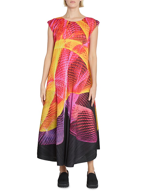 Shop Pleats Please Issey Miyake Spectrum Pleated Maxi Dress Shop Pleats Please Issey Miyake Spectrum Pleated Maxi Dress